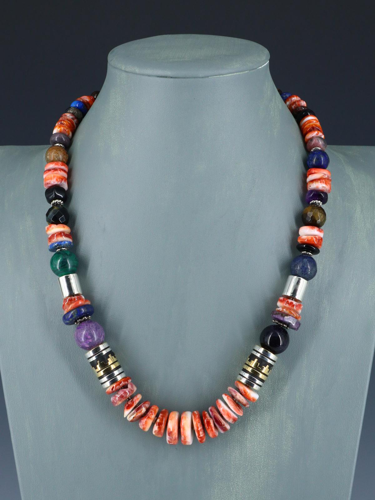 Navajo 21" Spiny Oyster Large Single Strand Beaded Necklace - PuebloDirect.com