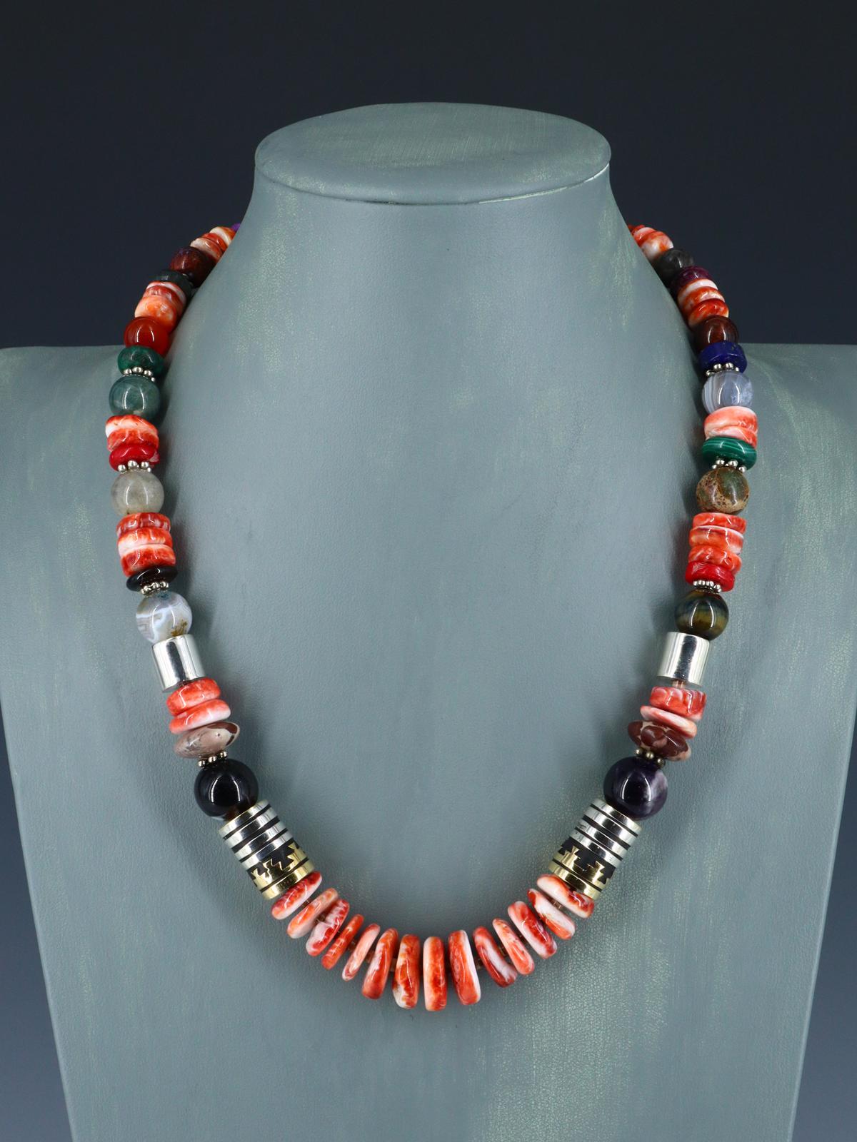 Navajo 21" Spiny Oyster Large Single Strand Beaded Necklace - PuebloDirect.com