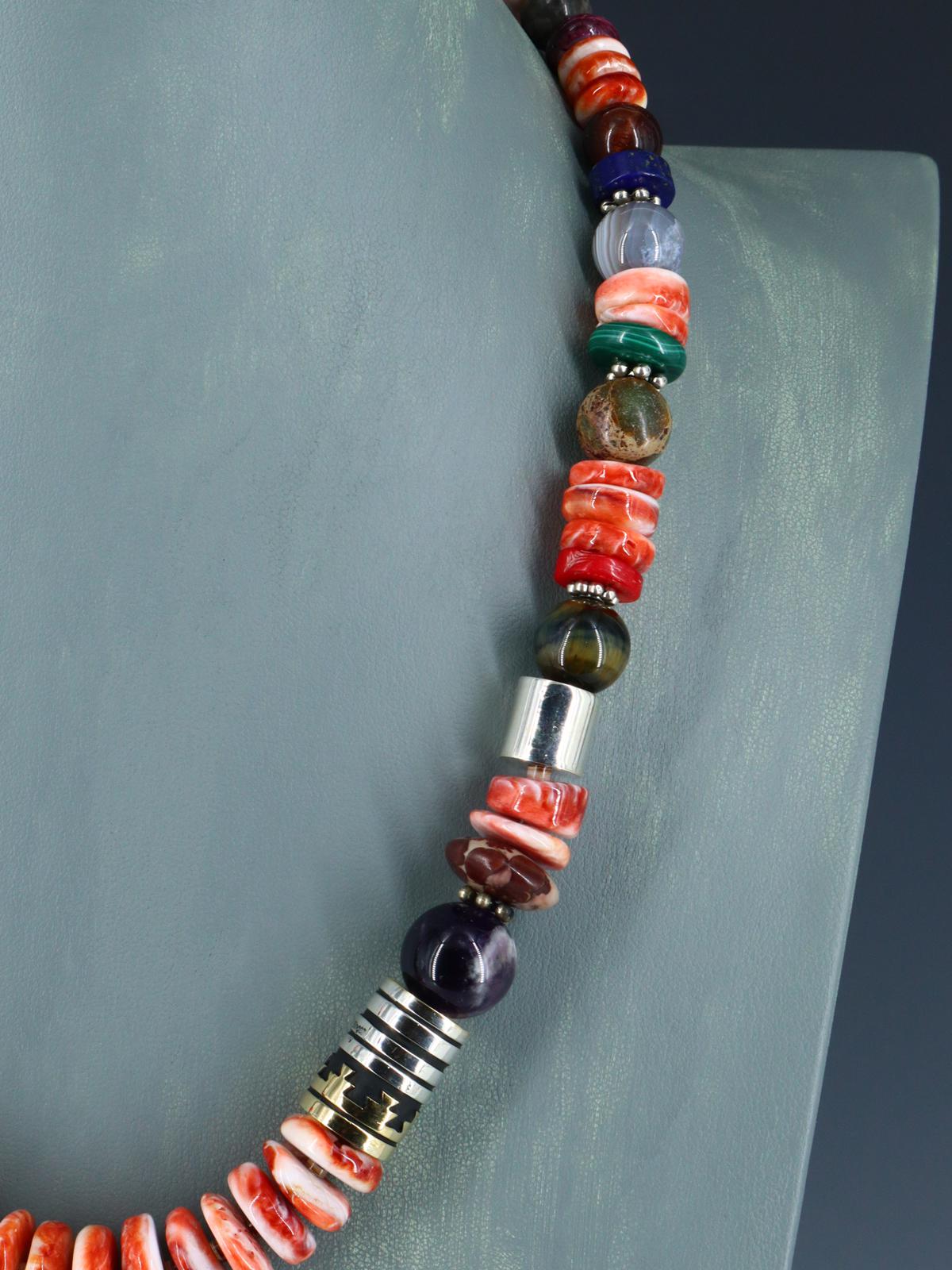 Navajo 21" Spiny Oyster Large Single Strand Beaded Necklace - PuebloDirect.com