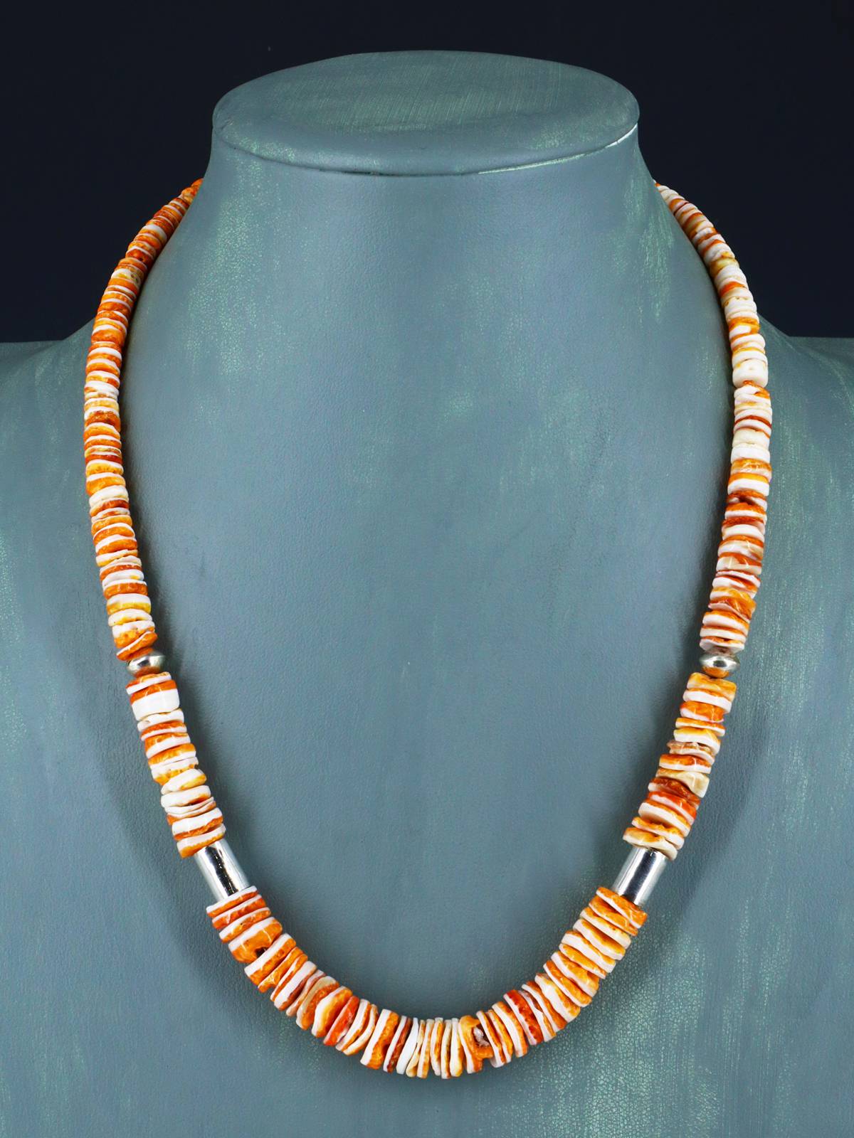 20" Navajo Single Strand Graduated Spiny Oyster Necklace