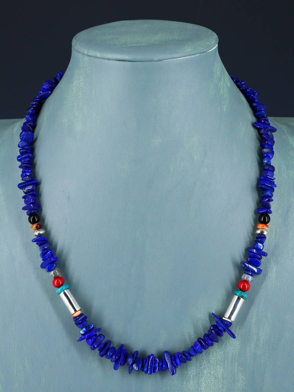 20" Navajo Single Strand Lapis Necklace