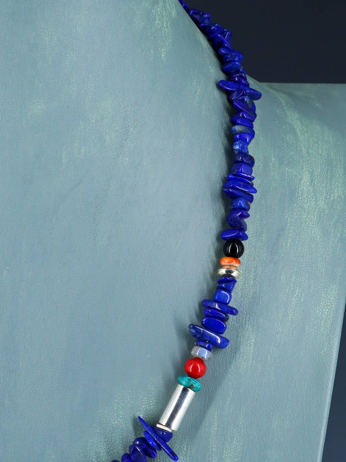 20" Navajo Single Strand Lapis Necklace