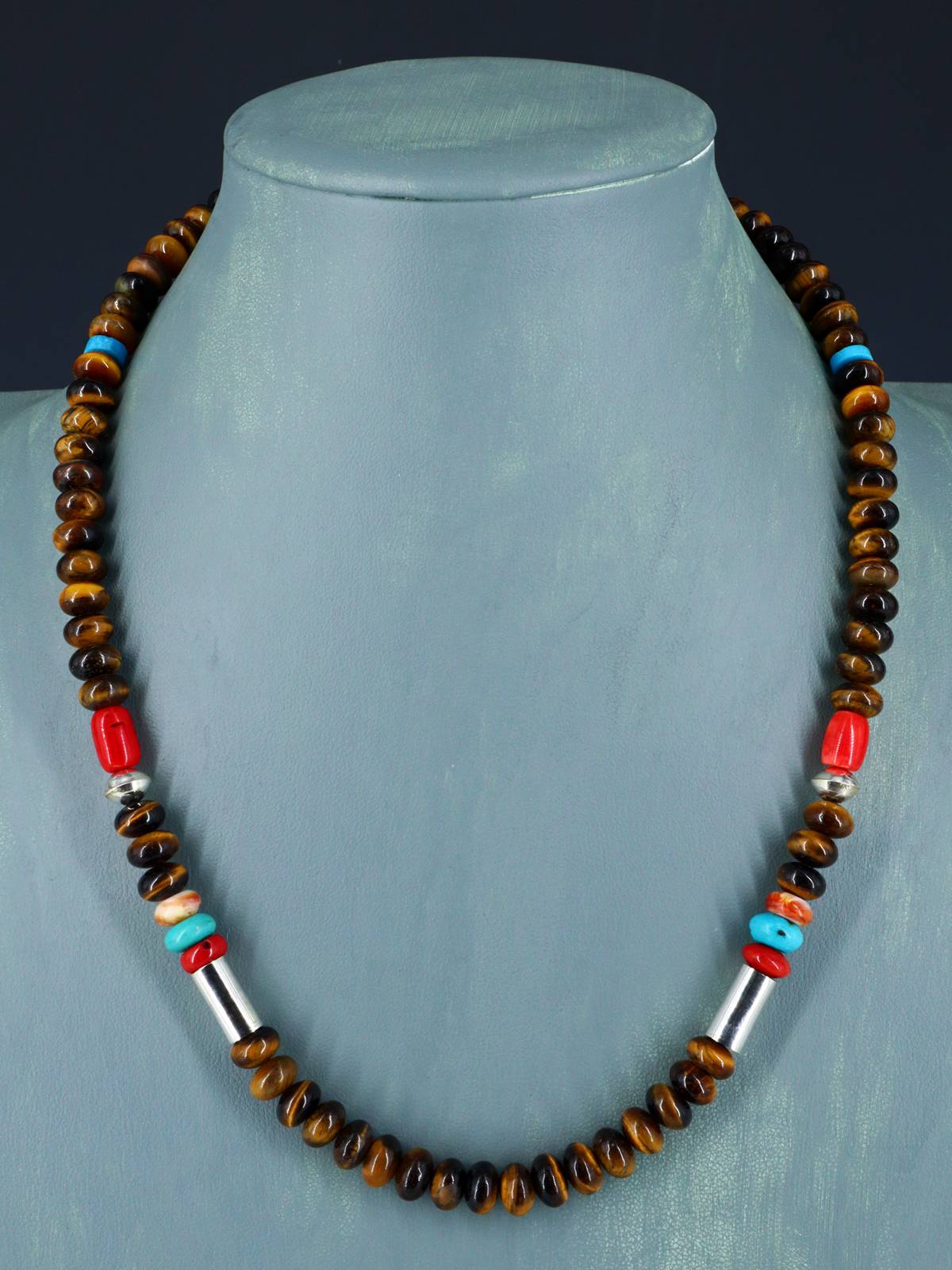 20" Navajo Single Strand Tiger Eye Necklace