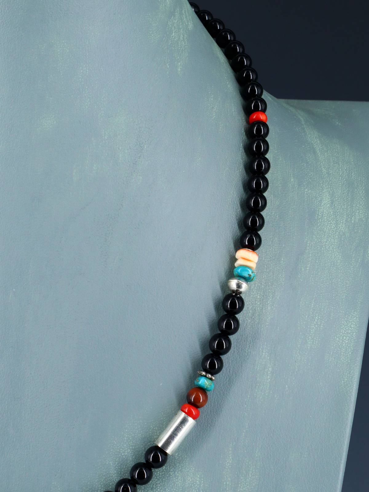 20" Navajo Single Strand Onyx Necklace