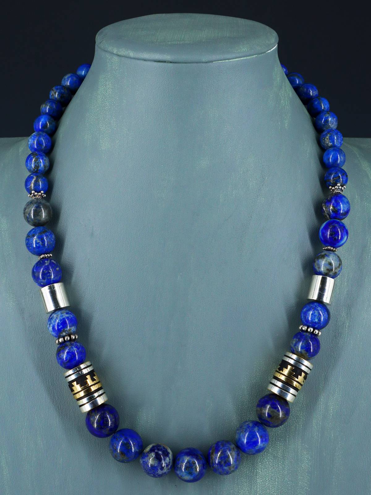 Navajo 21" Lapis Large Single Strand Beaded Necklace
