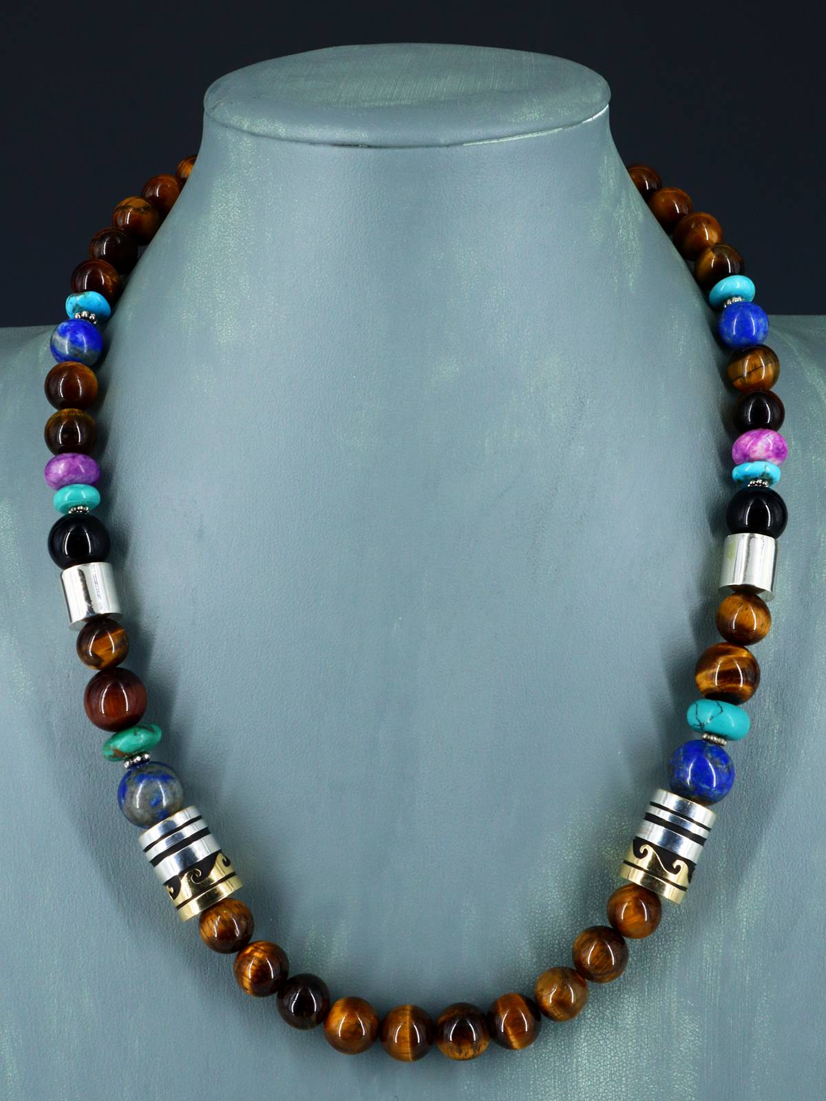Navajo 21" Tiger Eye Large Single Strand Beaded Necklace