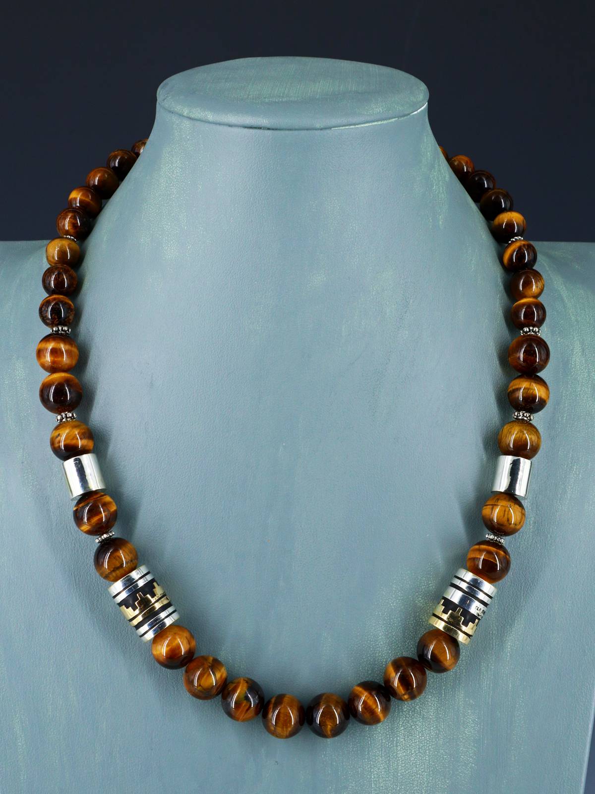 Navajo 21" Tiger Eye Large Single Strand Beaded Necklace
