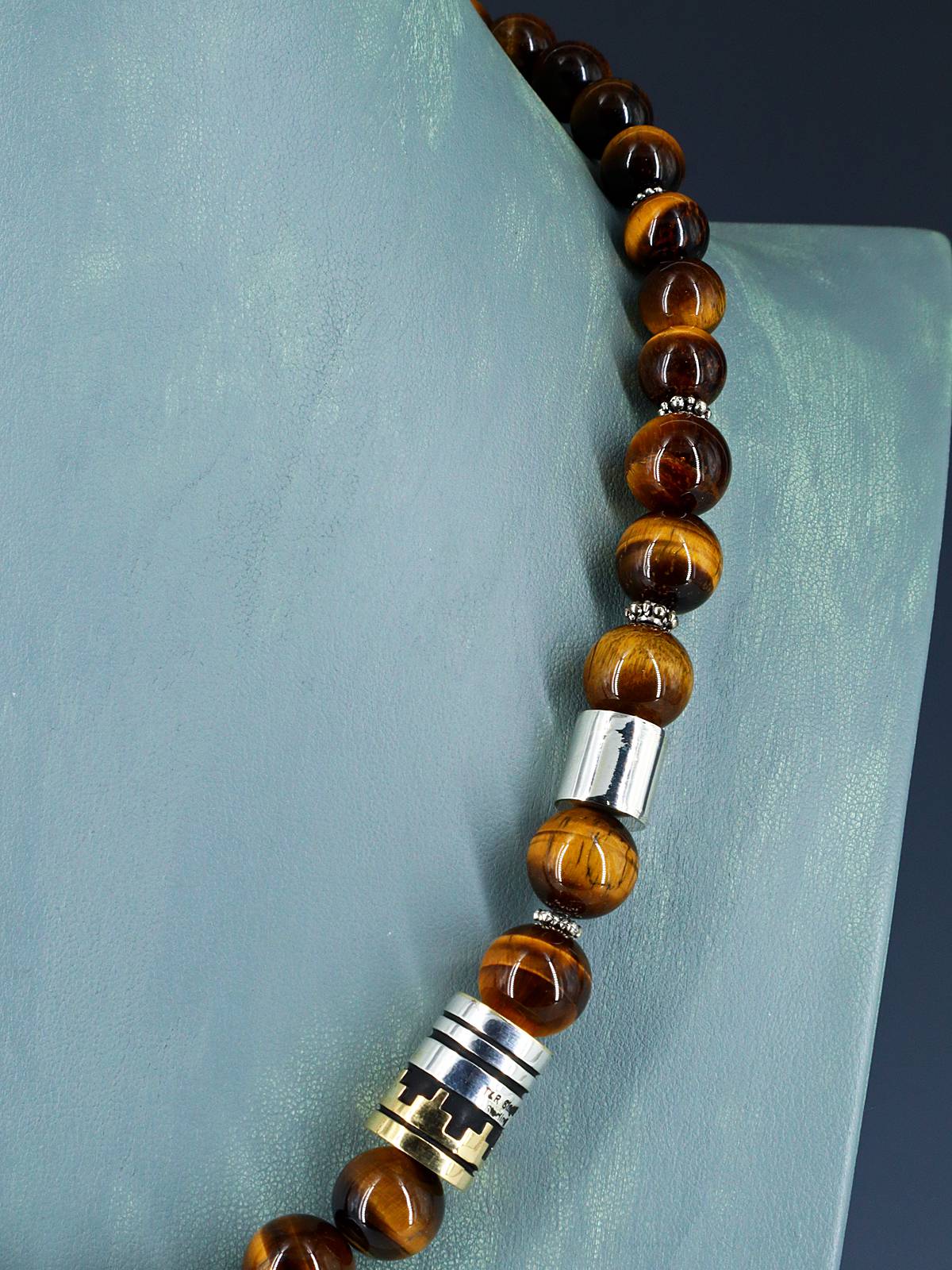 Navajo 21" Tiger Eye Large Single Strand Beaded Necklace