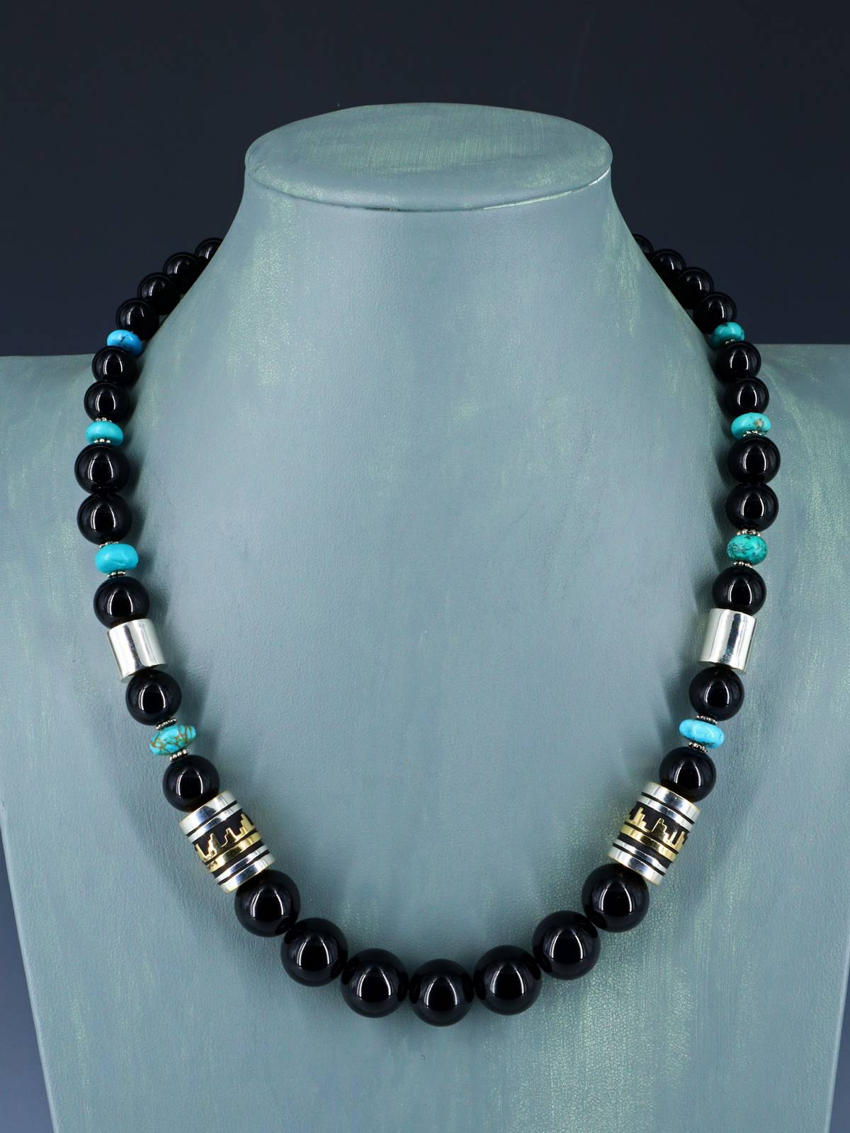 Navajo 21" Onyx Large Single Strand Beaded Necklace