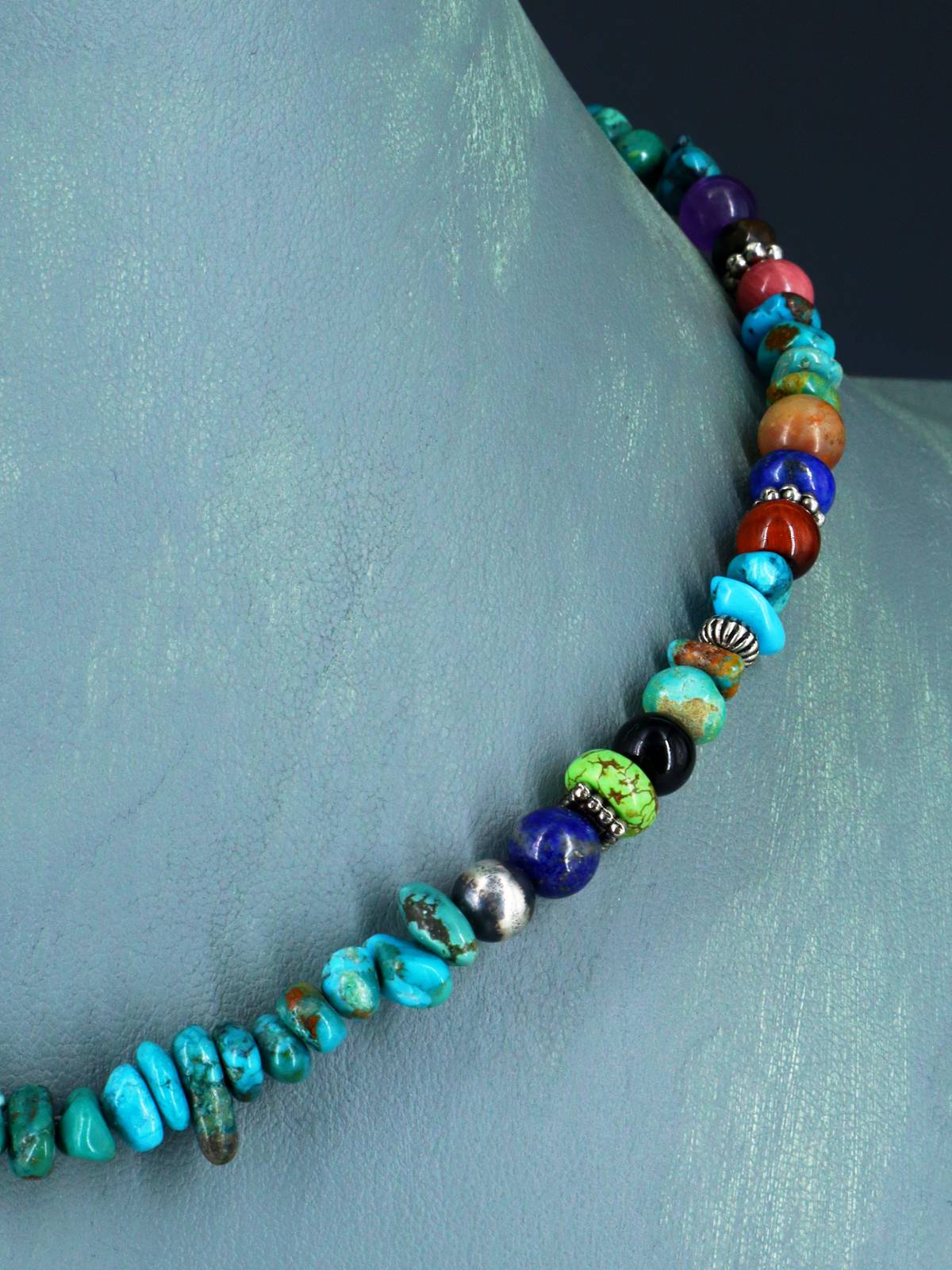 16" Navajo Single Strand Turquoise Necklace