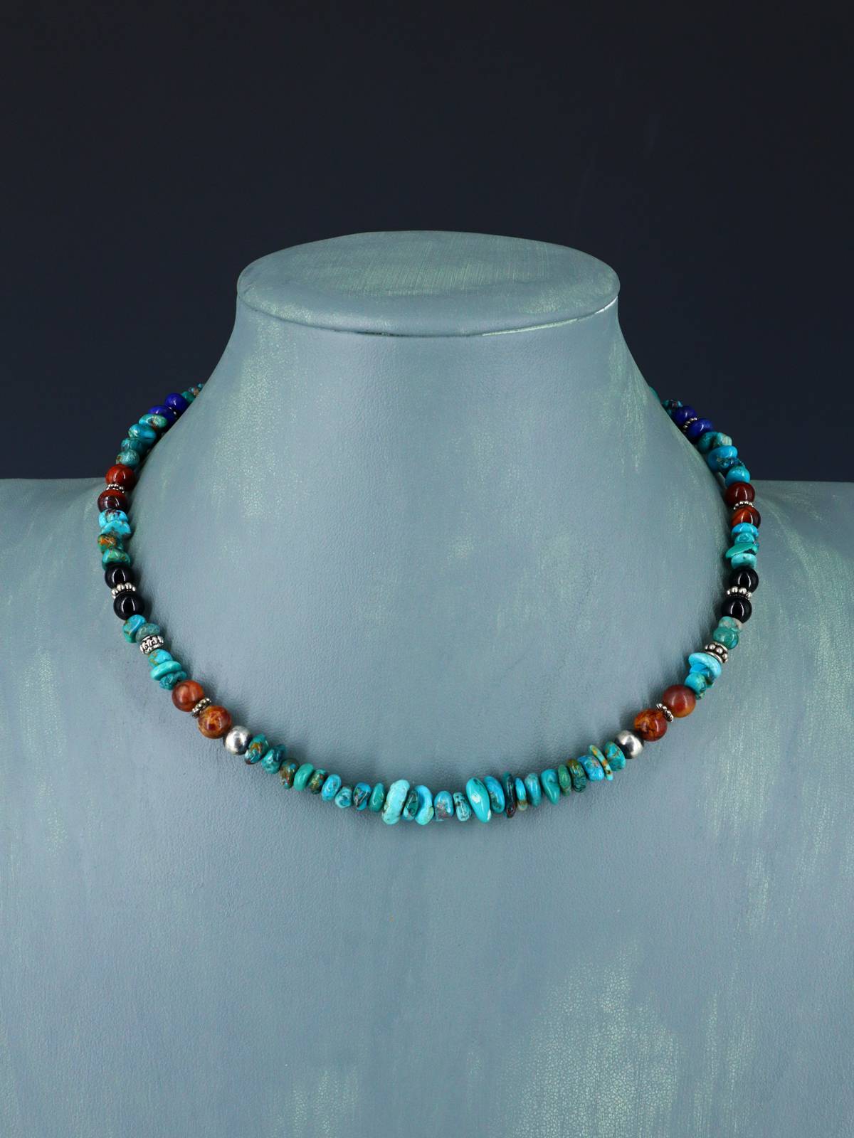 16" Navajo Single Strand Turquoise Necklace - PuebloDirect.com