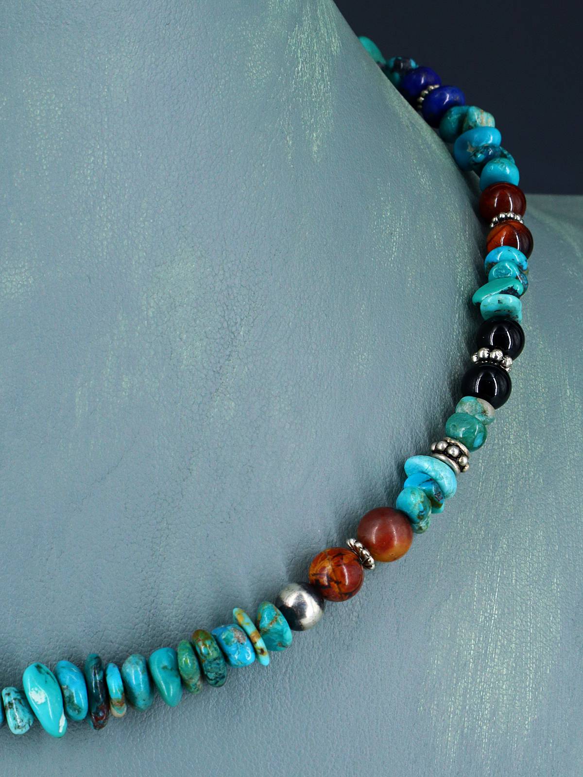 16" Navajo Single Strand Turquoise Necklace - PuebloDirect.com