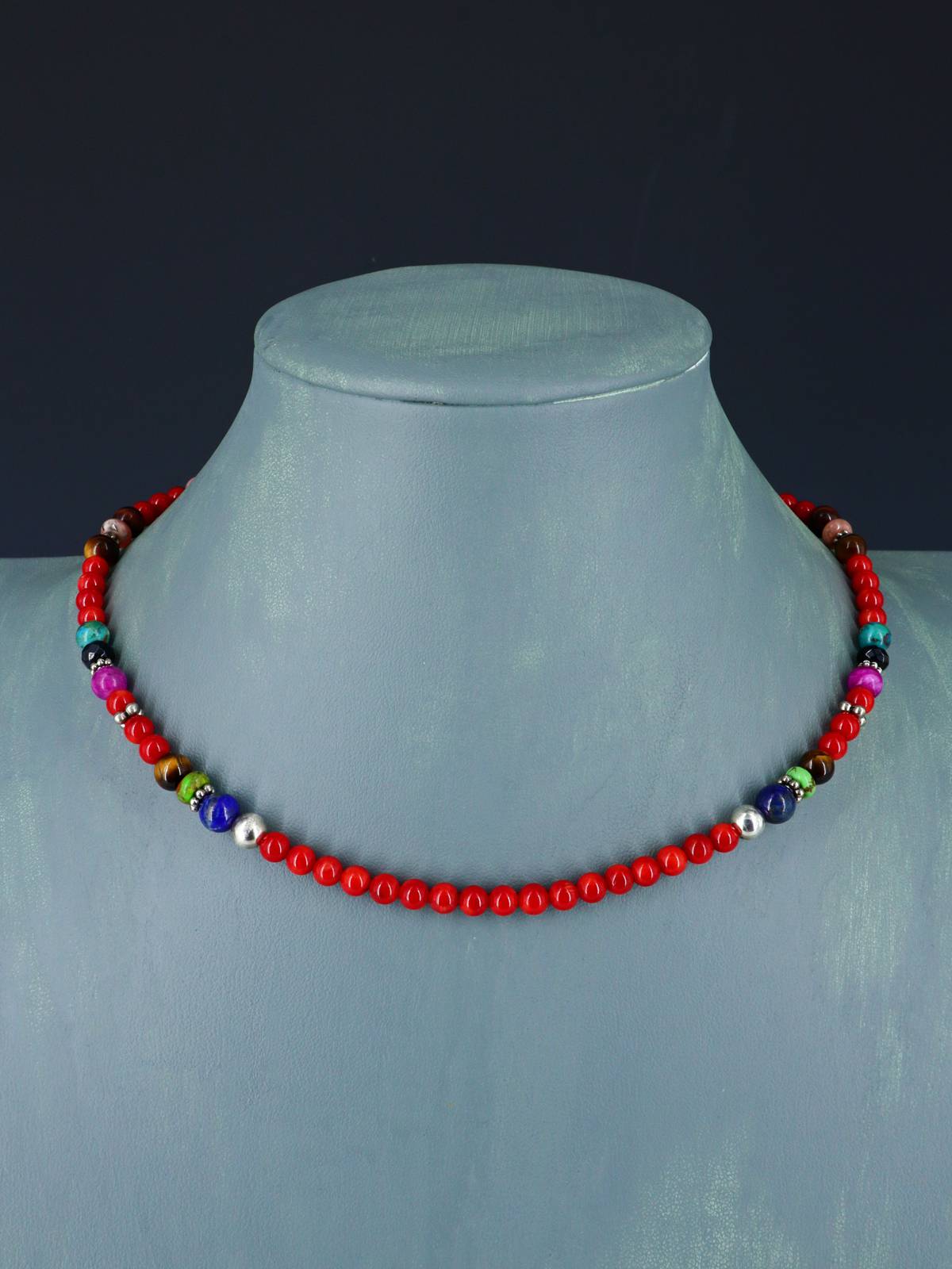 16" Navajo Single Strand Dyed Bamboo Coral Necklace