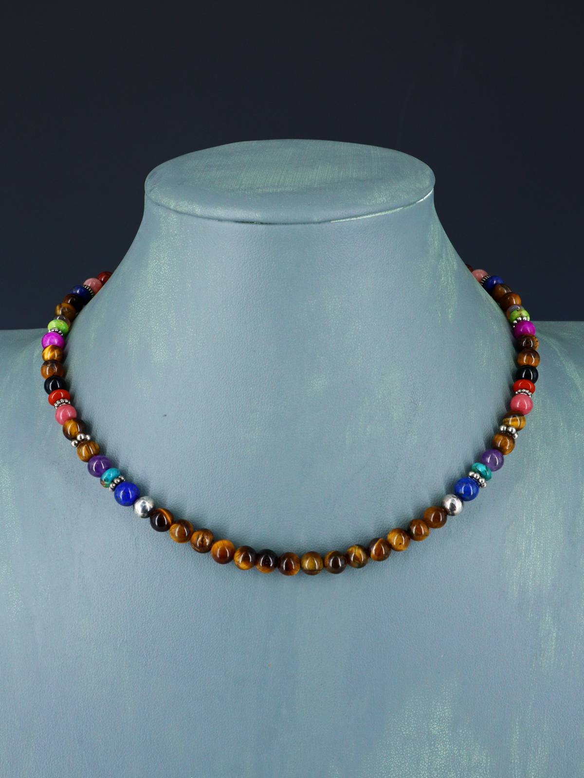 16" Navajo Single Strand Tiger Eye Necklace - PuebloDirect.com