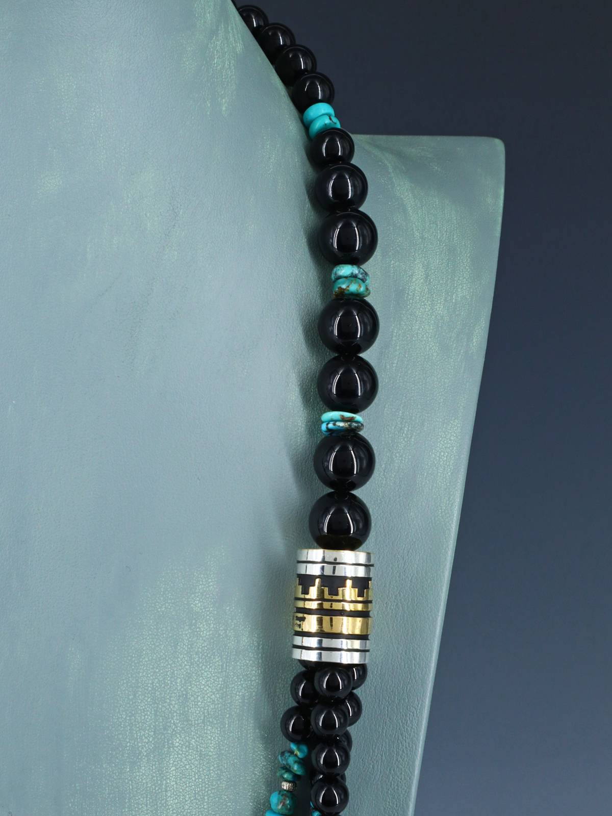 30" Navajo Onyx Multi Strand Beaded Necklace