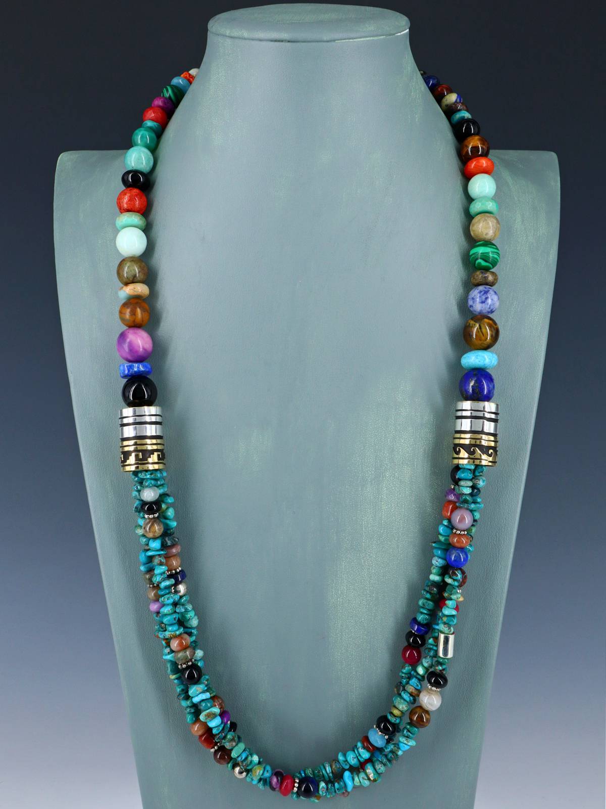 30" Navajo Turquoise Multi Strand Beaded Necklace