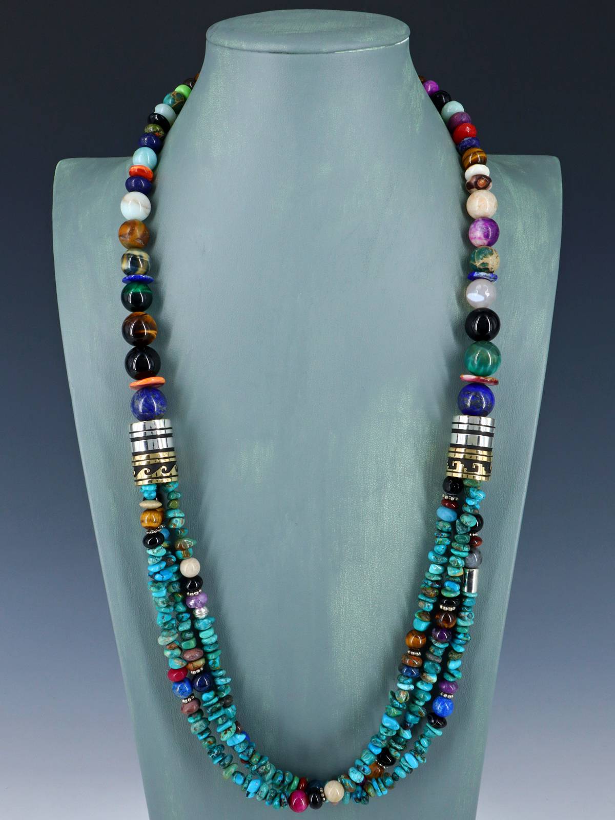 30" Navajo Turquoise Multi Strand Beaded Necklace