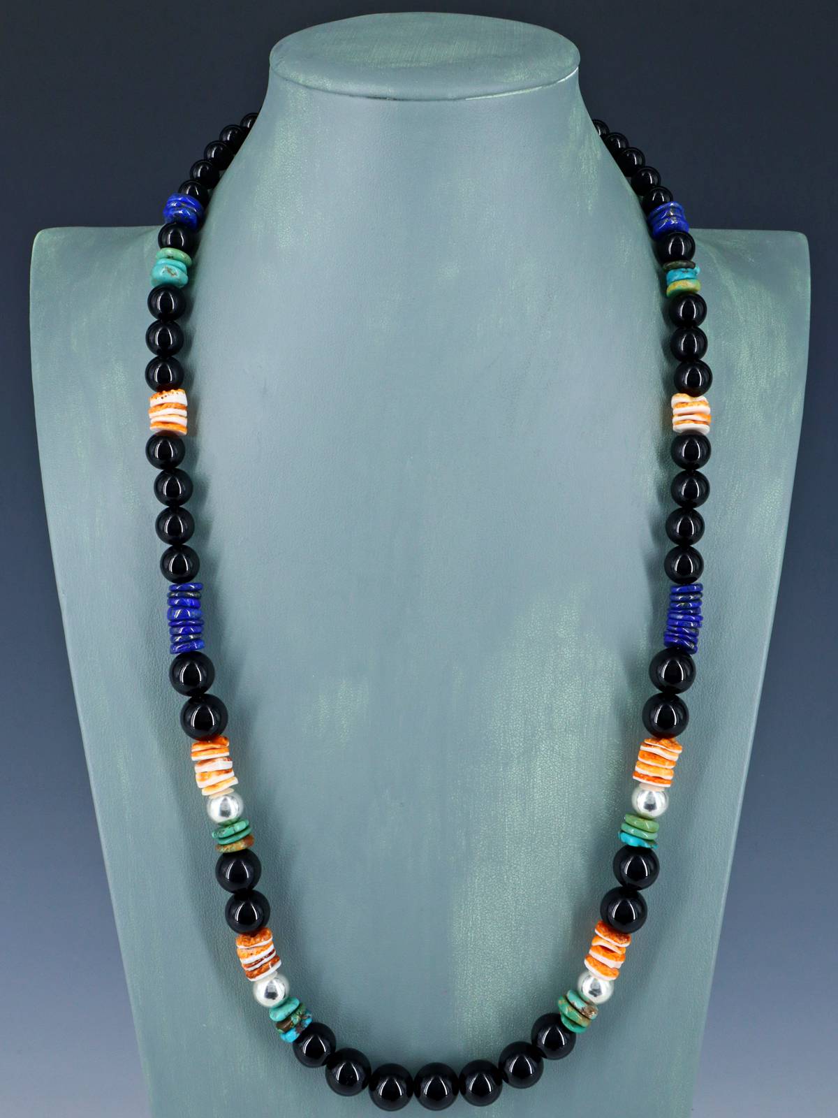 Navajo Black Onyx Beaded Single Strand Necklace