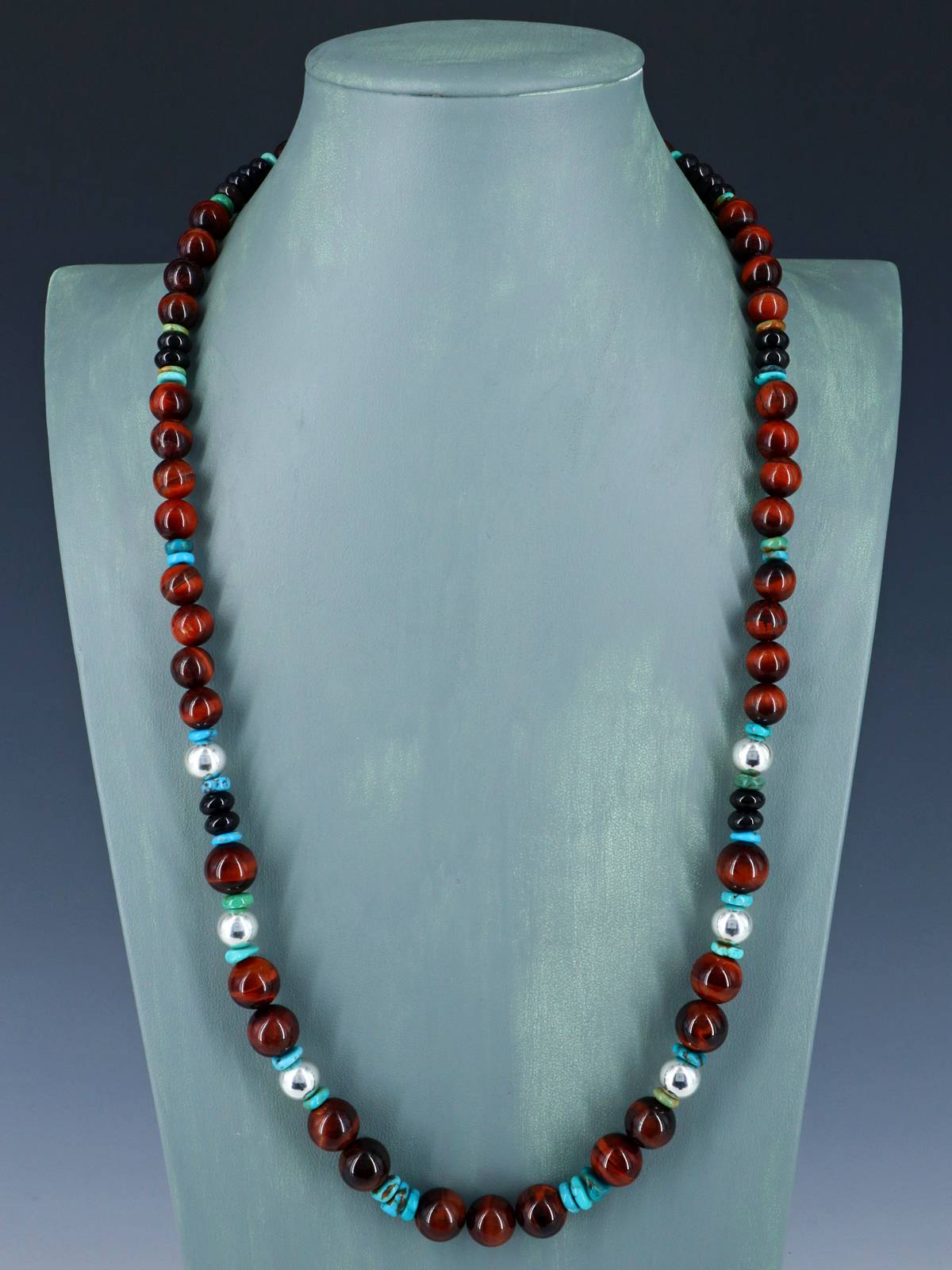 Navajo Tiger Eye Beaded Single Strand Necklace