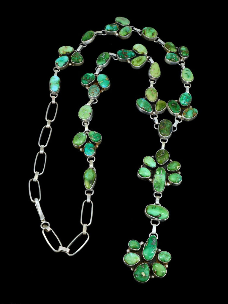 Native American Sterling Silver Sonoran Gold Turquoise Lariat Y Necklace - PuebloDirect.com