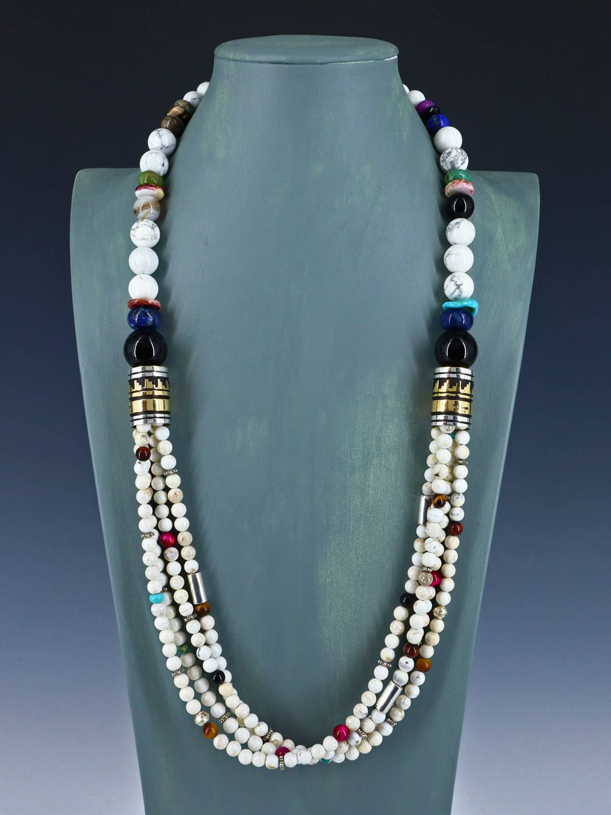 30" Navajo White Marble Multi Strand Beaded Necklace - PuebloDirect.com