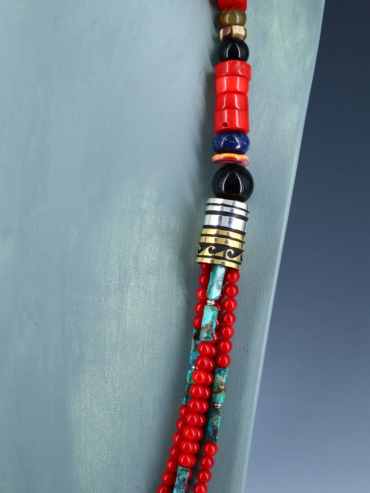 30" Navajo Bamboo Coral Multi Strand Beaded Necklace - PuebloDirect.com