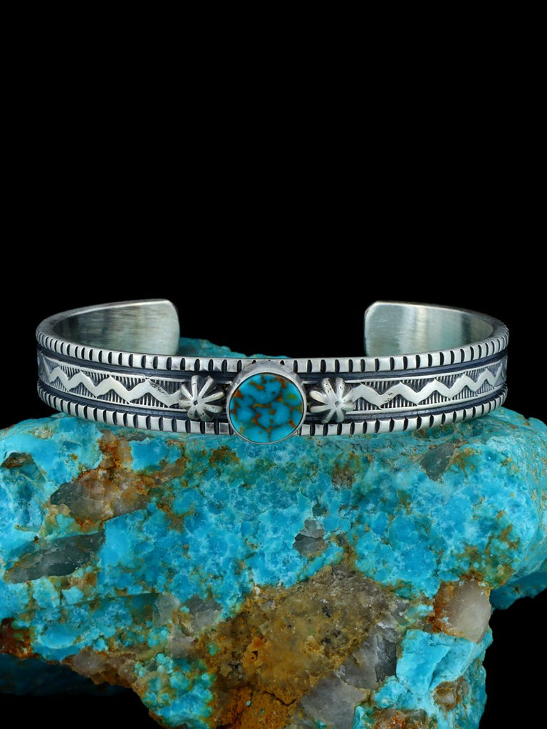 Native American Sterling Silver Turquoise Mountain Turquoise Cuff Bracelet - PuebloDirect.com