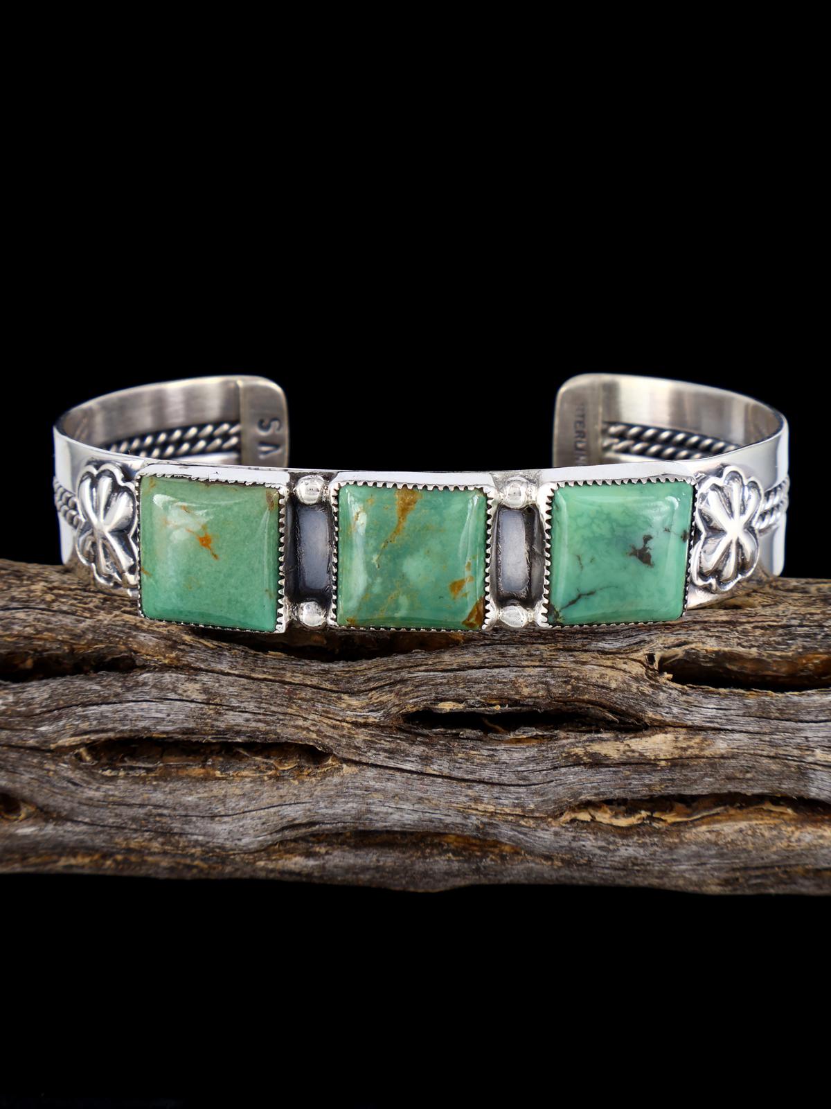 Navajo Turquoise Braided Sterling Silver Cuff Bracelet