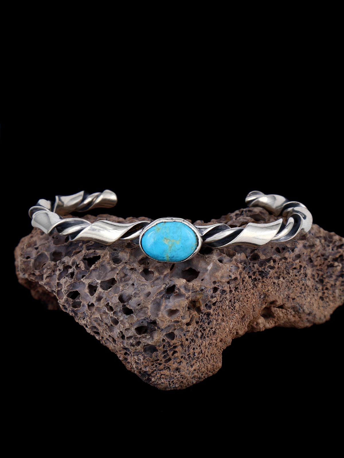 Sterling Silver Turquoise Twisted Rope Horse Whisperer Bracelet