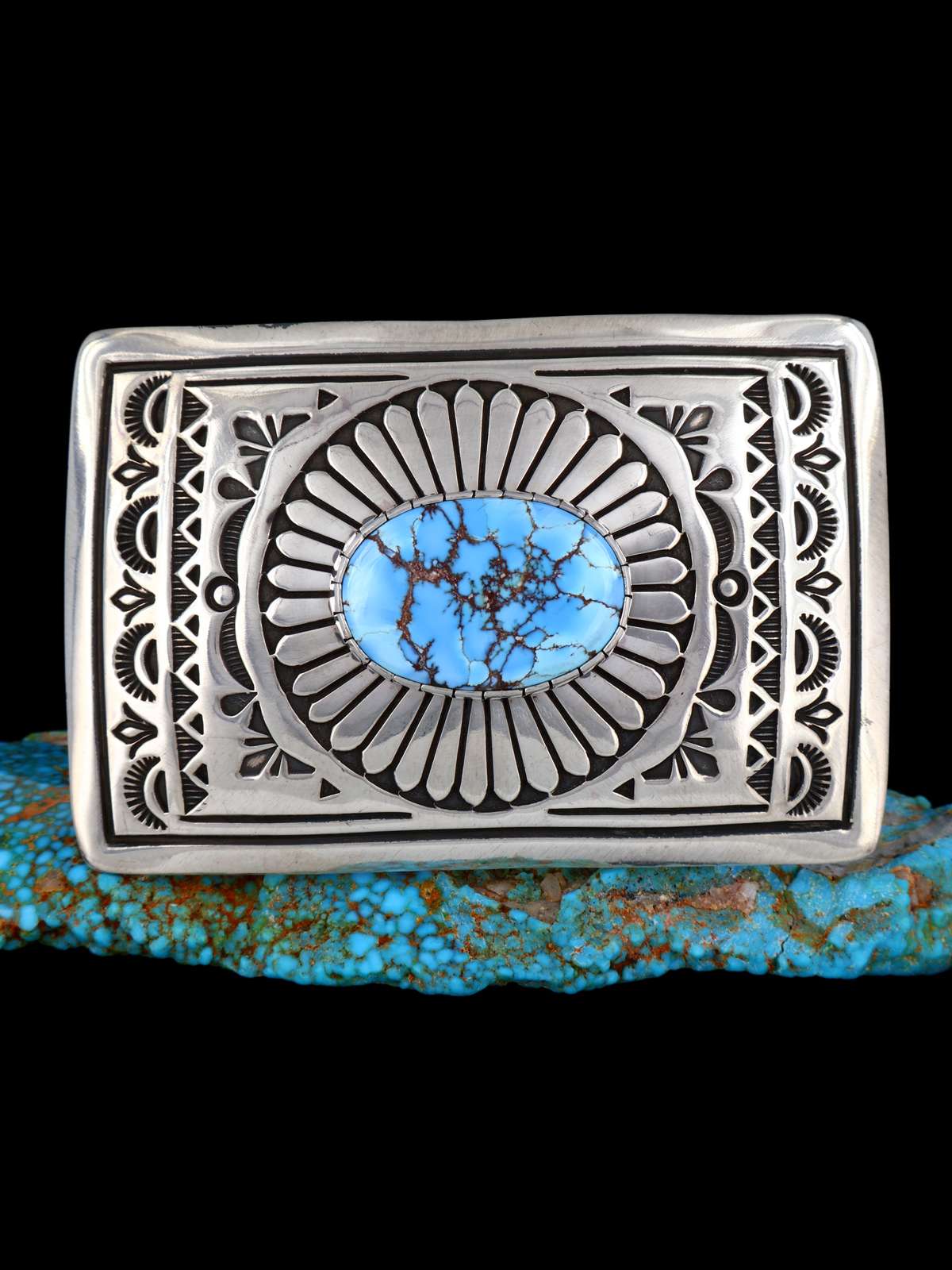 Native American Golden Hill Turquoise Sterling Silver Buckle