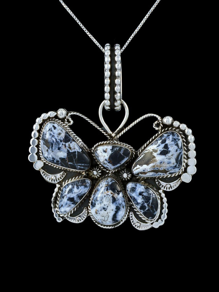 Native American Jewelry White Buffalo Butterfly Pendant - PuebloDirect.com