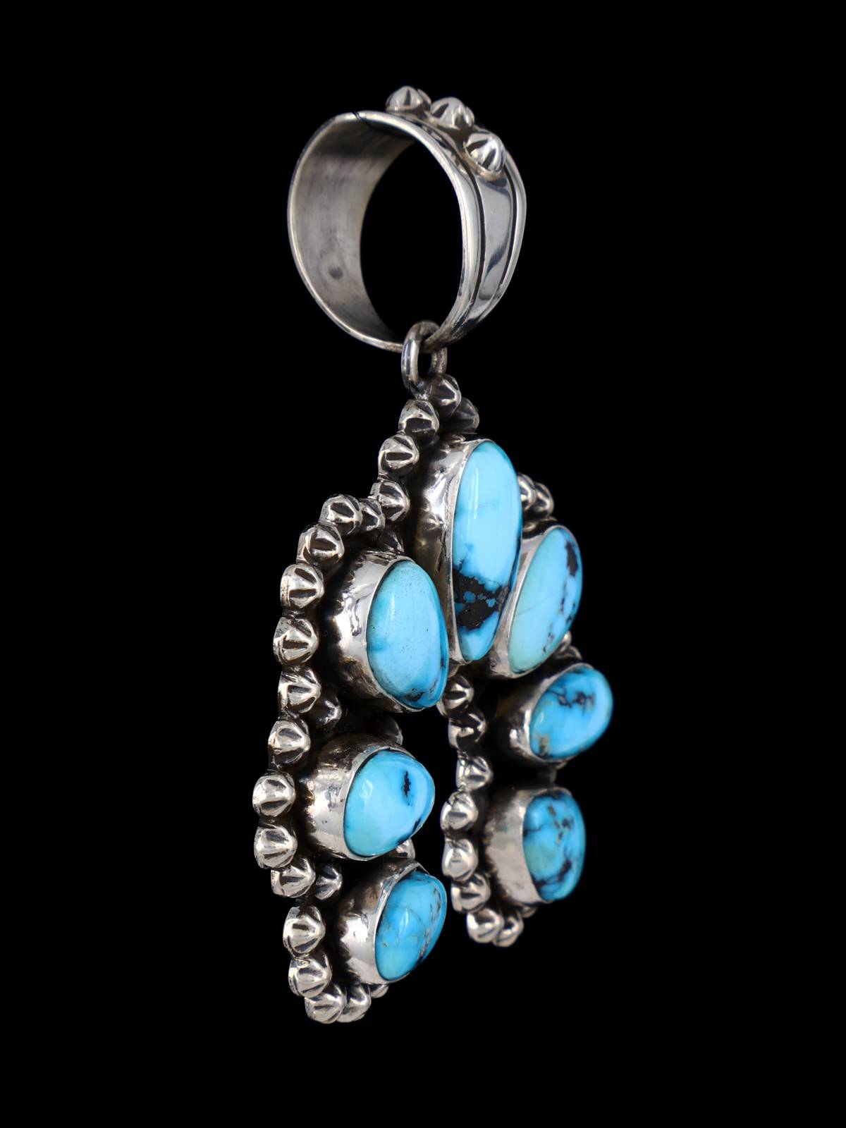 Native American Sterling Silver Kingman Turquoise Naja Pendant - PuebloDirect.com
