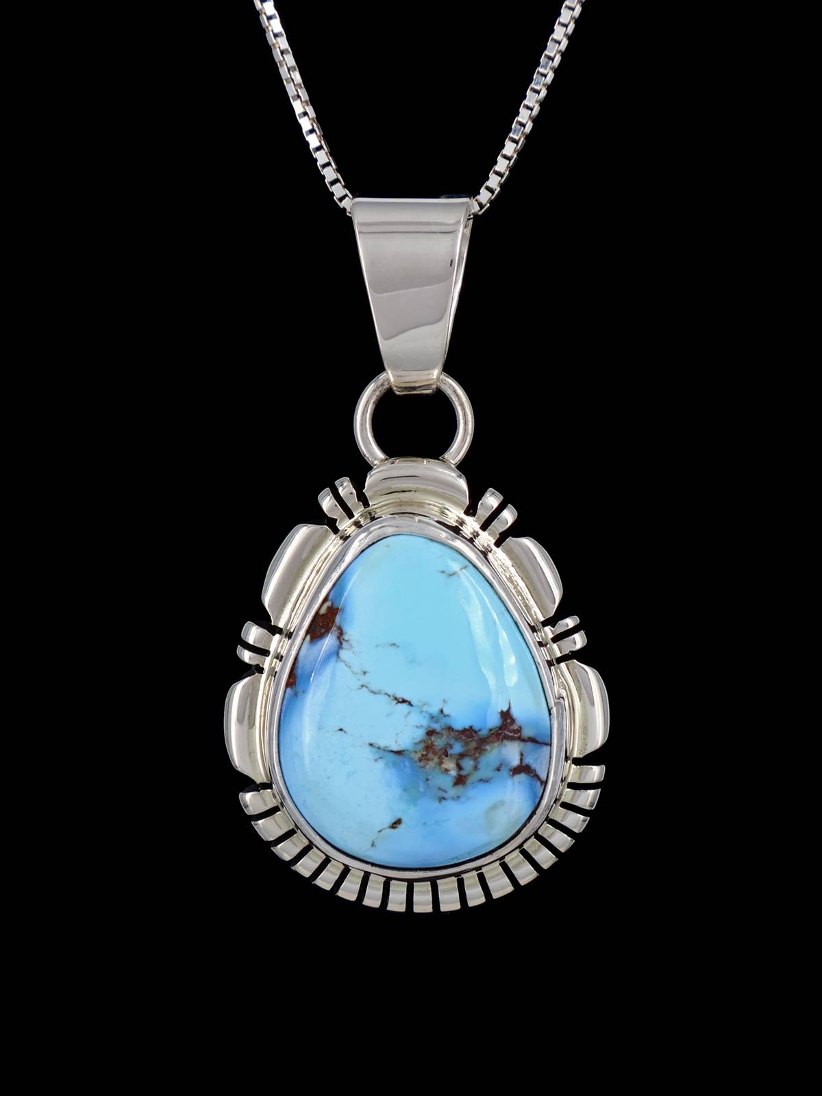 Native American Jewelry Golden Hill Turquoise Pendant - PuebloDirect.com