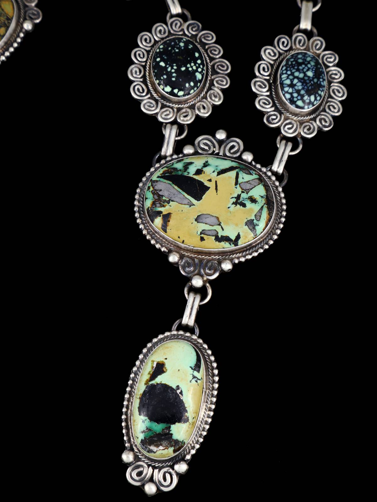 Native American Sterling Silver New Lander Variscite Necklace - PuebloDirect.com