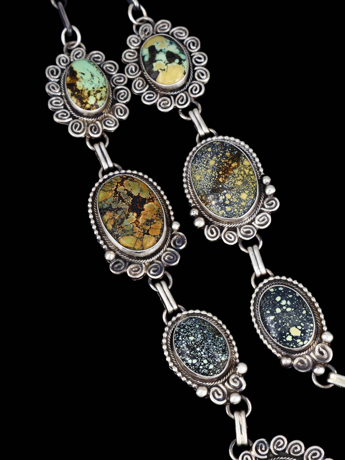 Native American Sterling Silver New Lander Variscite Necklace - PuebloDirect.com