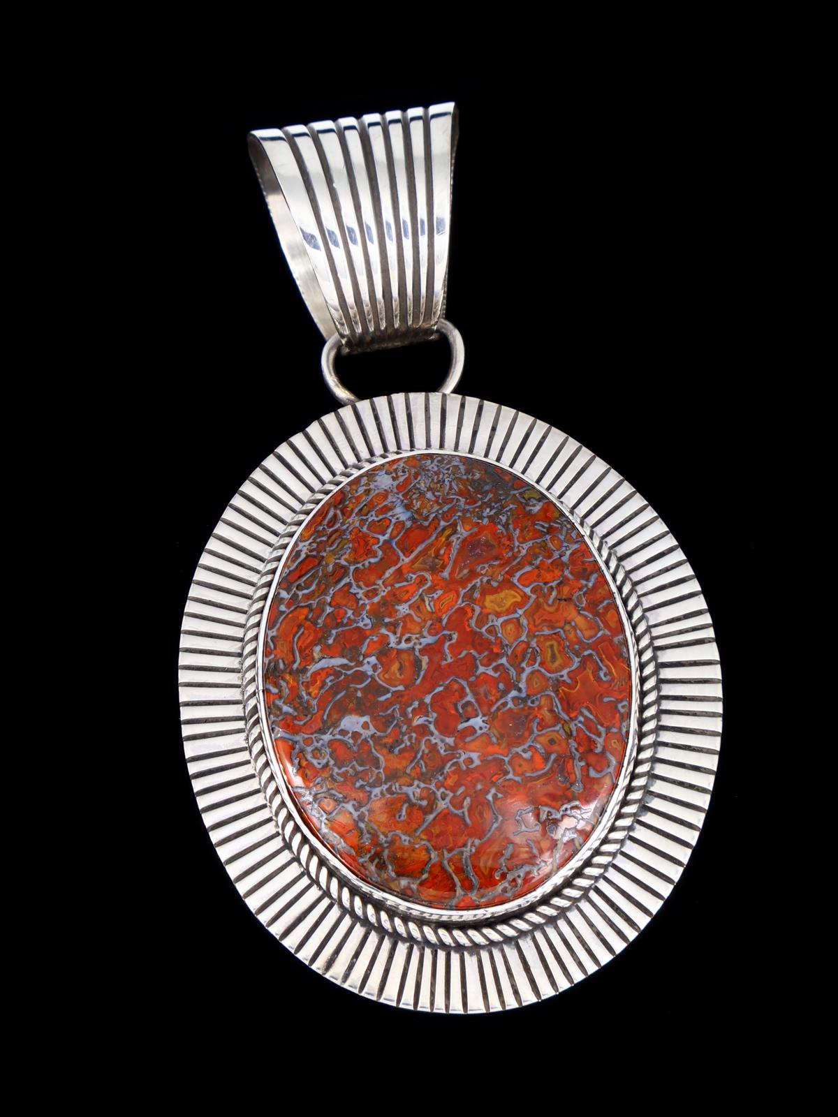 Native American Sterling Silver Cold Chisel Dinosaur Bone Pendant