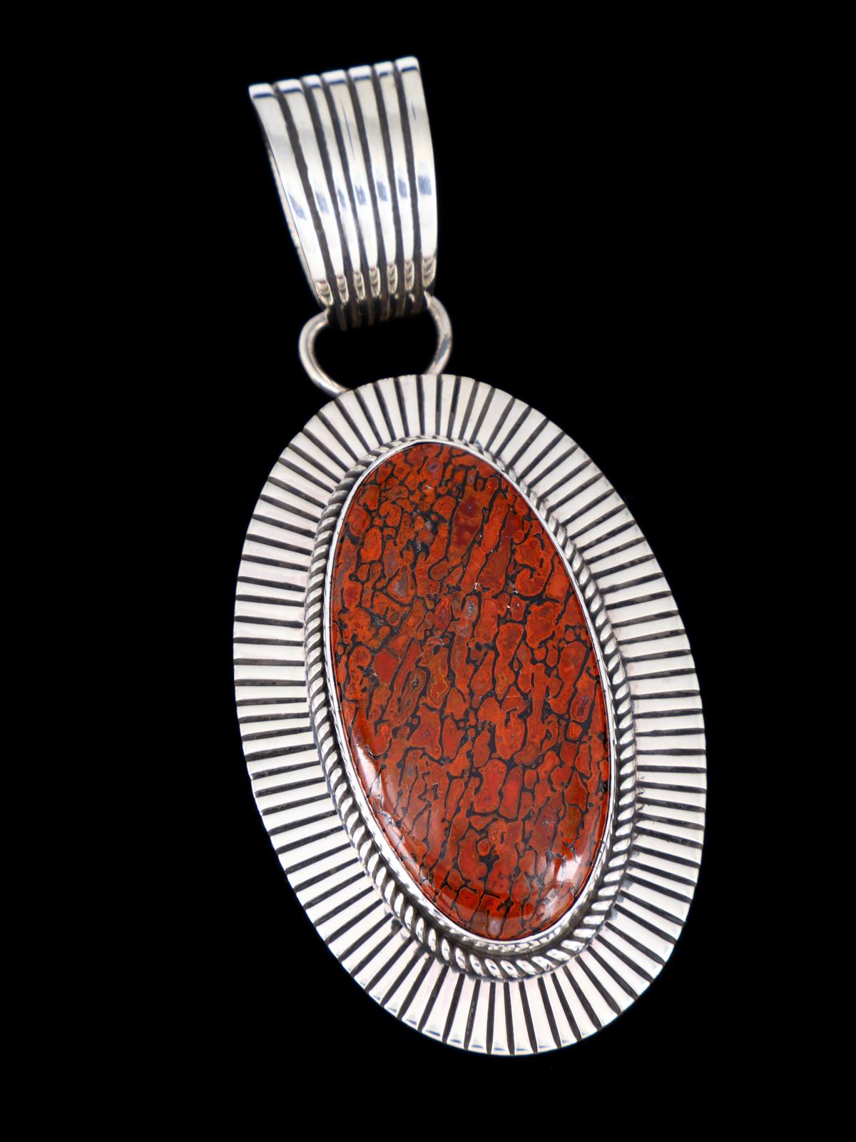 Native American Sterling Silver Cold Chisel Dinosaur Bone Pendant