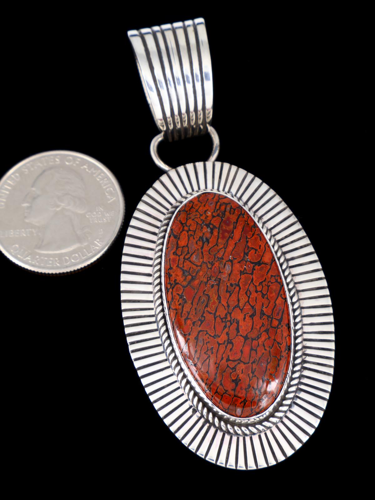 Native American Sterling Silver Cold Chisel Dinosaur Bone Pendant