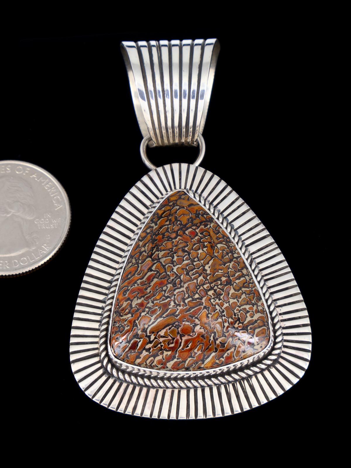 Native American Sterling Silver Cold Chisel Dinosaur Bone Pendant