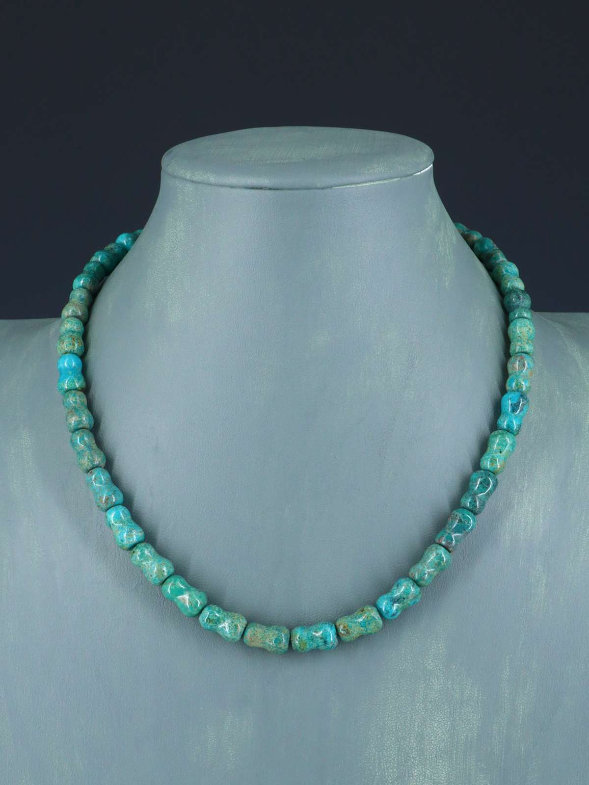 18" Turquoise Bone Beads Necklace
