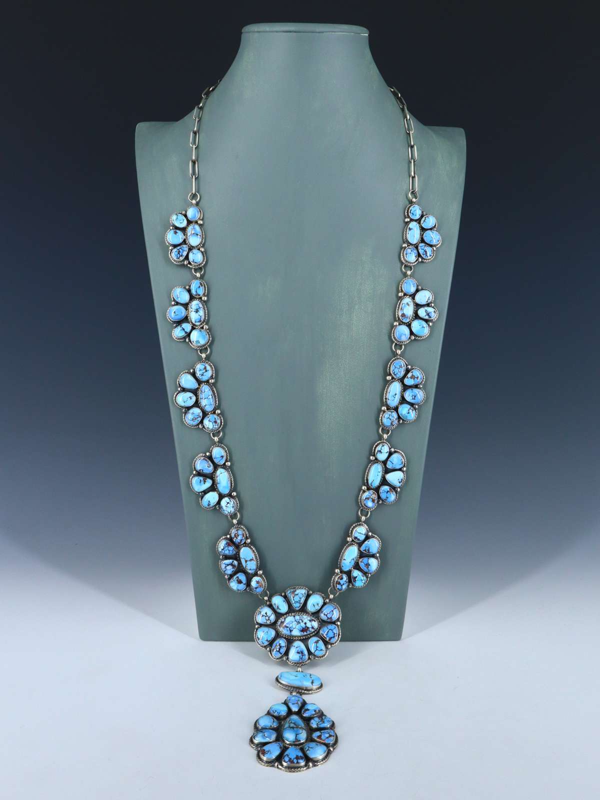 Navajo Sterling Silver Golden Hill Turquoise Lariat Y Necklace