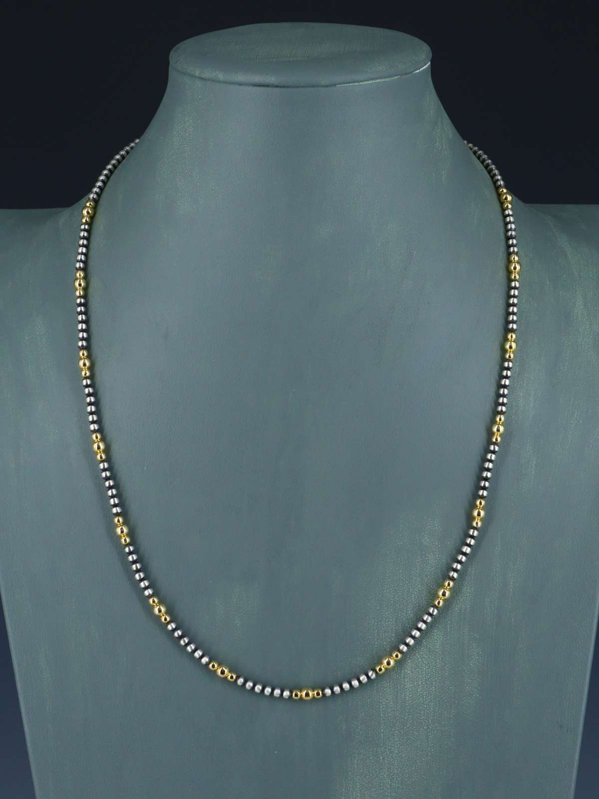 22" 18K Gold and Sterling Silver Beaded Necklace
