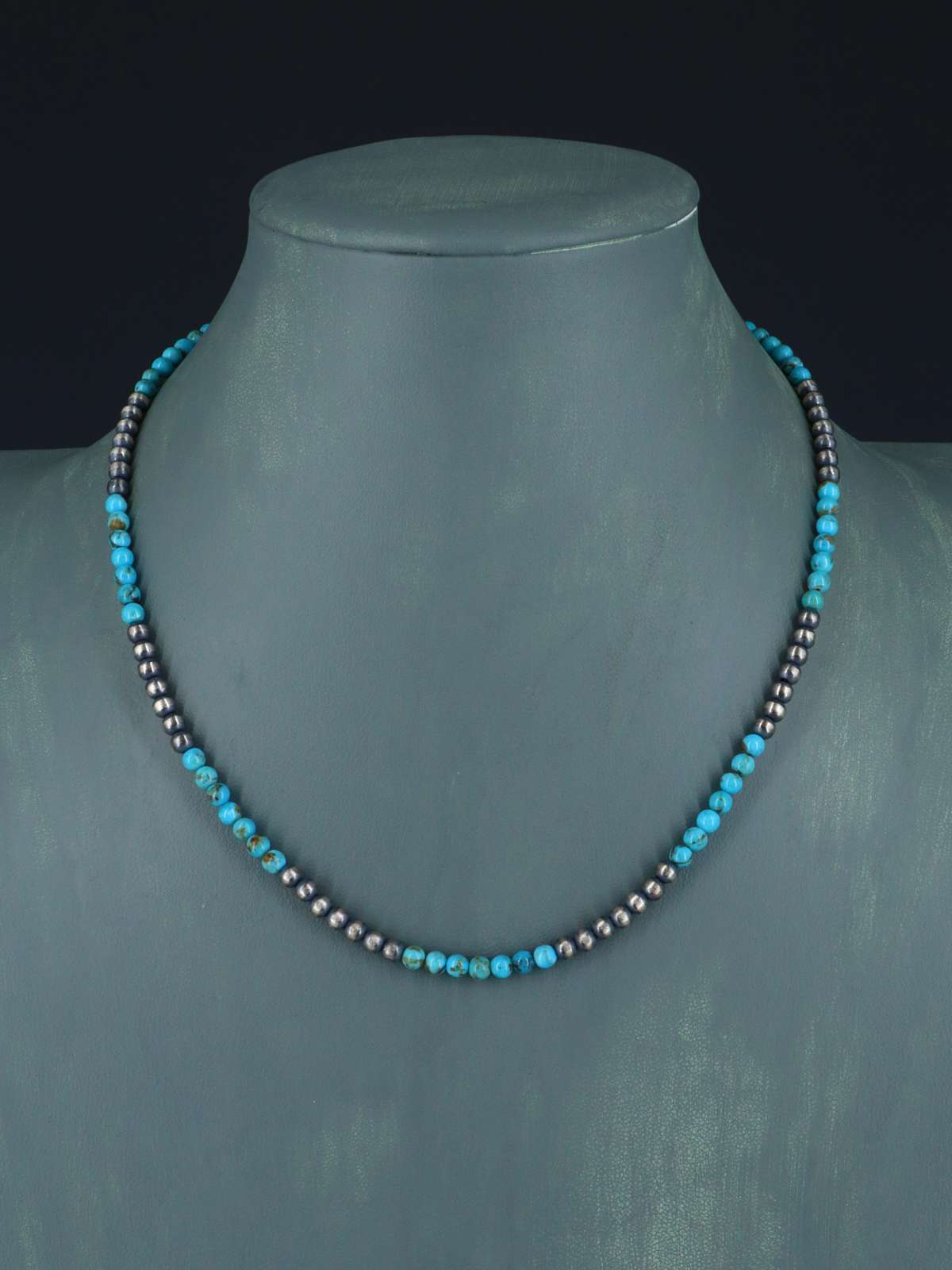 Collar de cuentas de plata y turquesa nativo americano