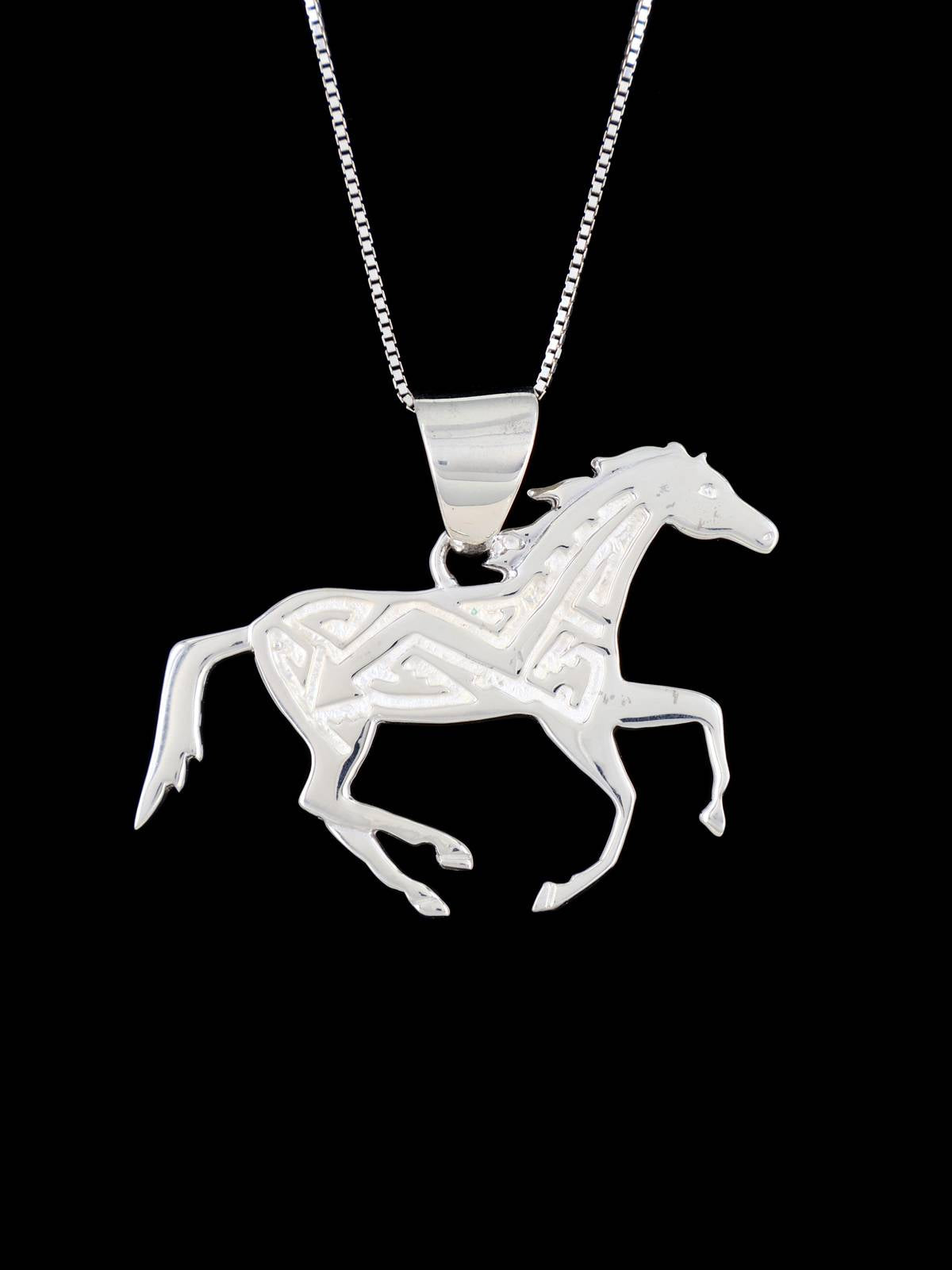 Native American Reversible Night Sky Inlay Horse Pendant - PuebloDirect.com