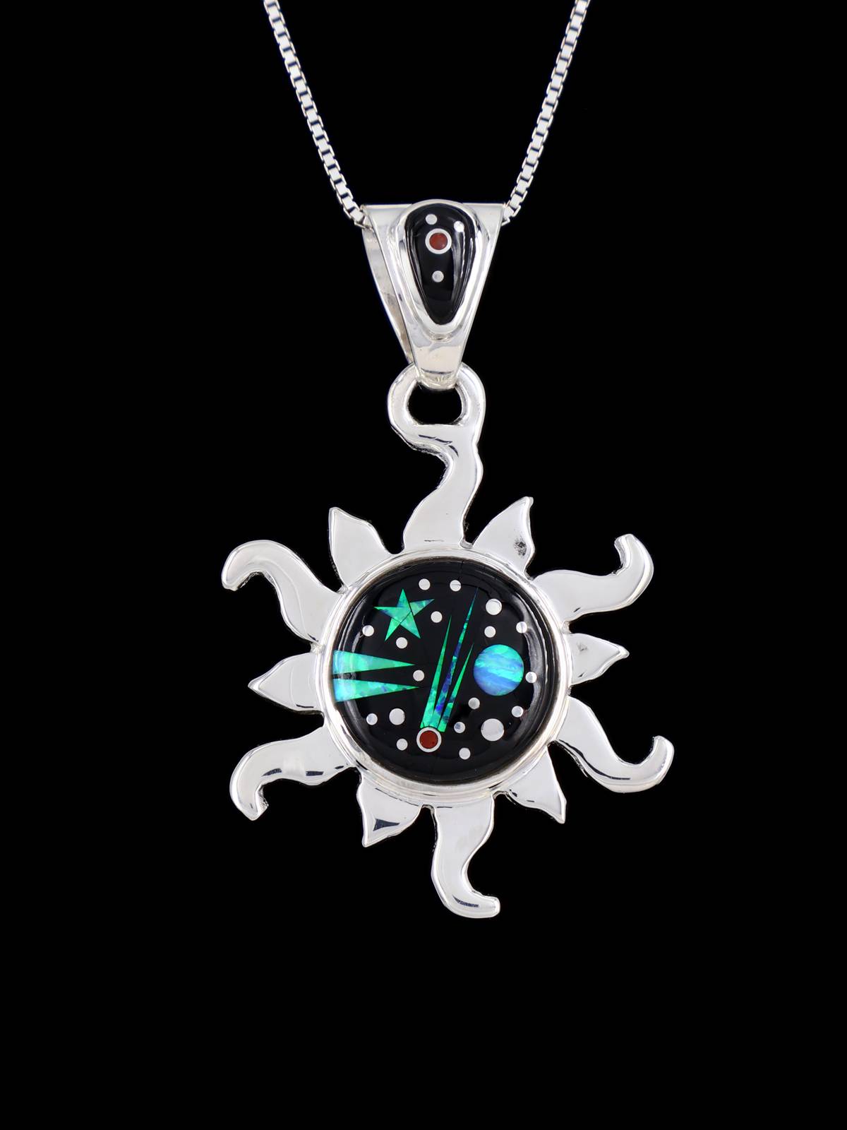Native American Night Sky Inlay Sun Pendant - PuebloDirect.com