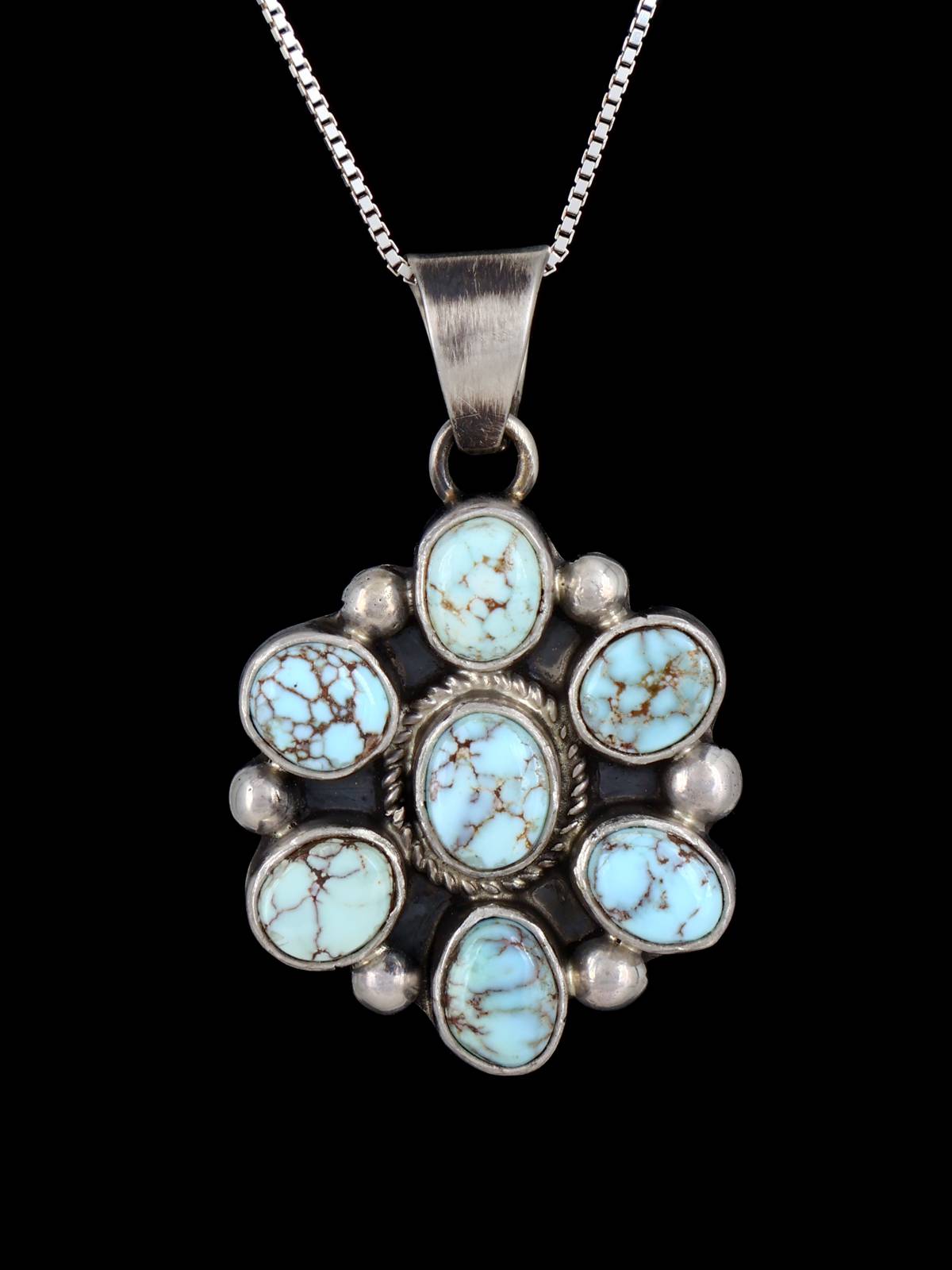 Native American Jewelry Dry Creek Turquoise Cluster Pendant - PuebloDirect.com