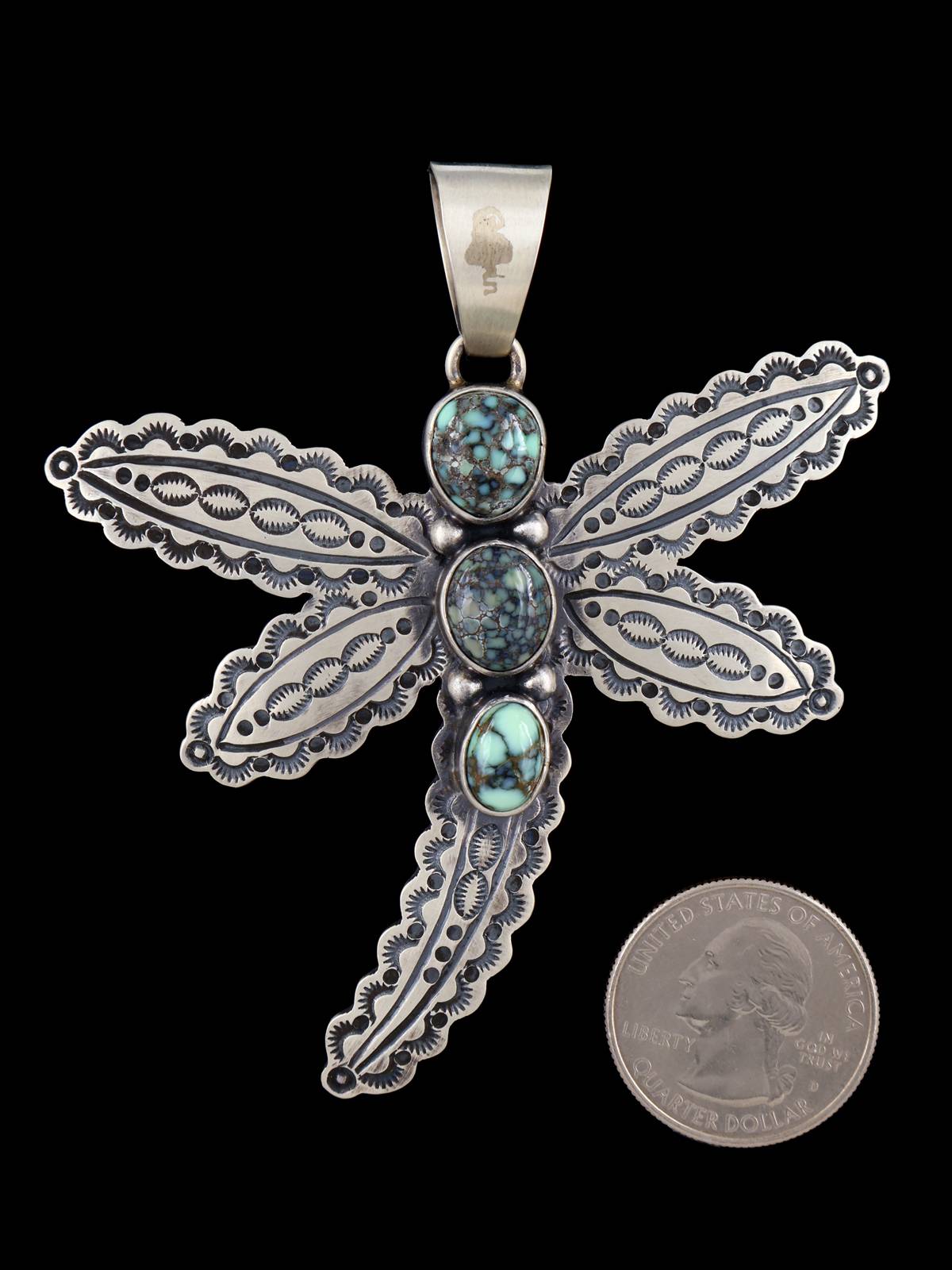 Native American Jewelry Natural Poseidon Variscite Dragonfly Pendant - PuebloDirect.com