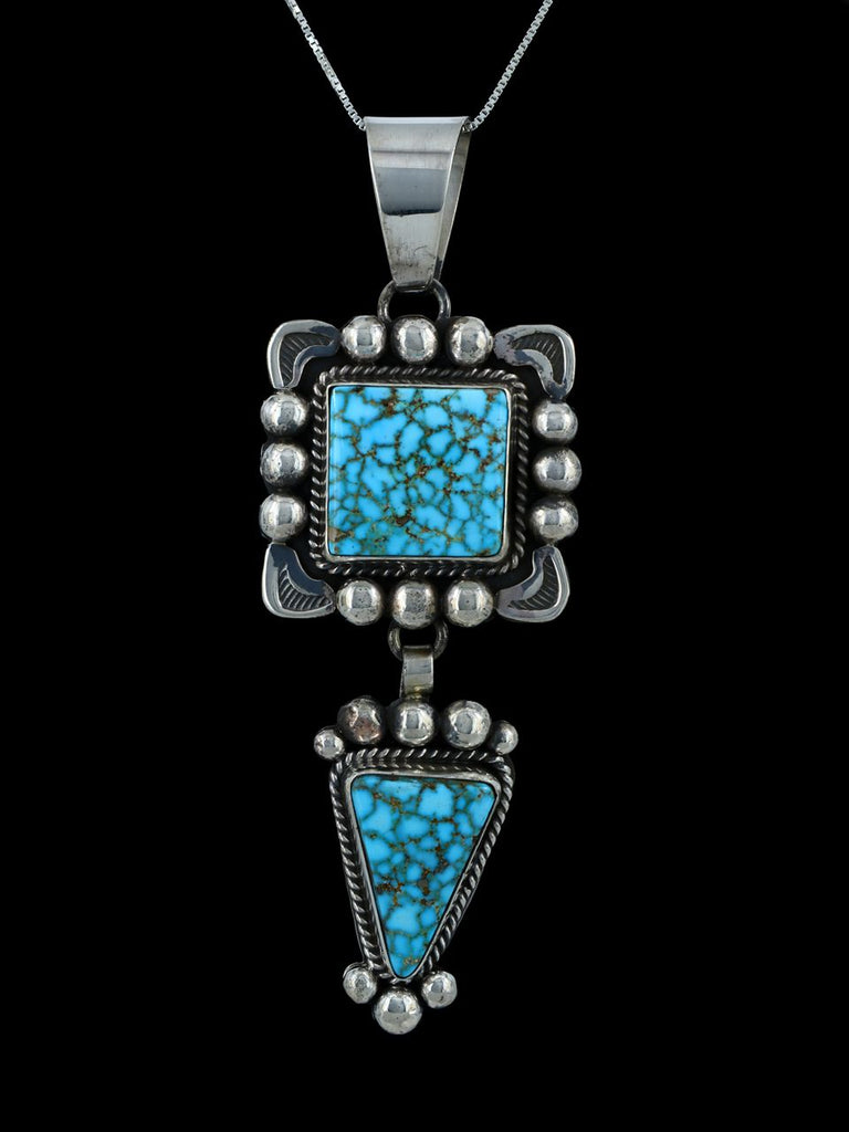Native American Jewelry Two Tiered Kingman Turquoise Pendant - PuebloDirect.com