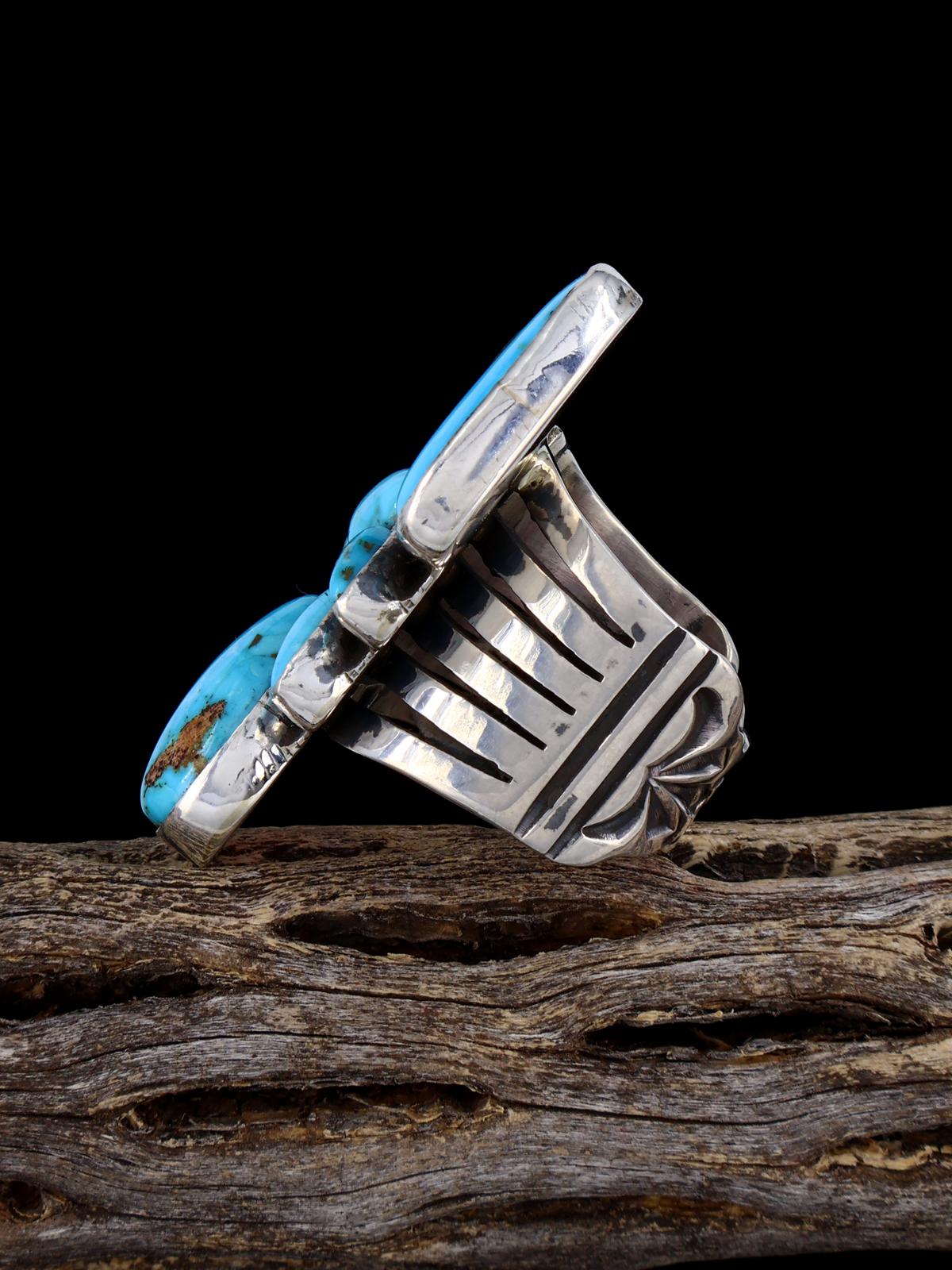 Anillo Kingman Redweb de plata de ley con turquesa, tamaño 10,5