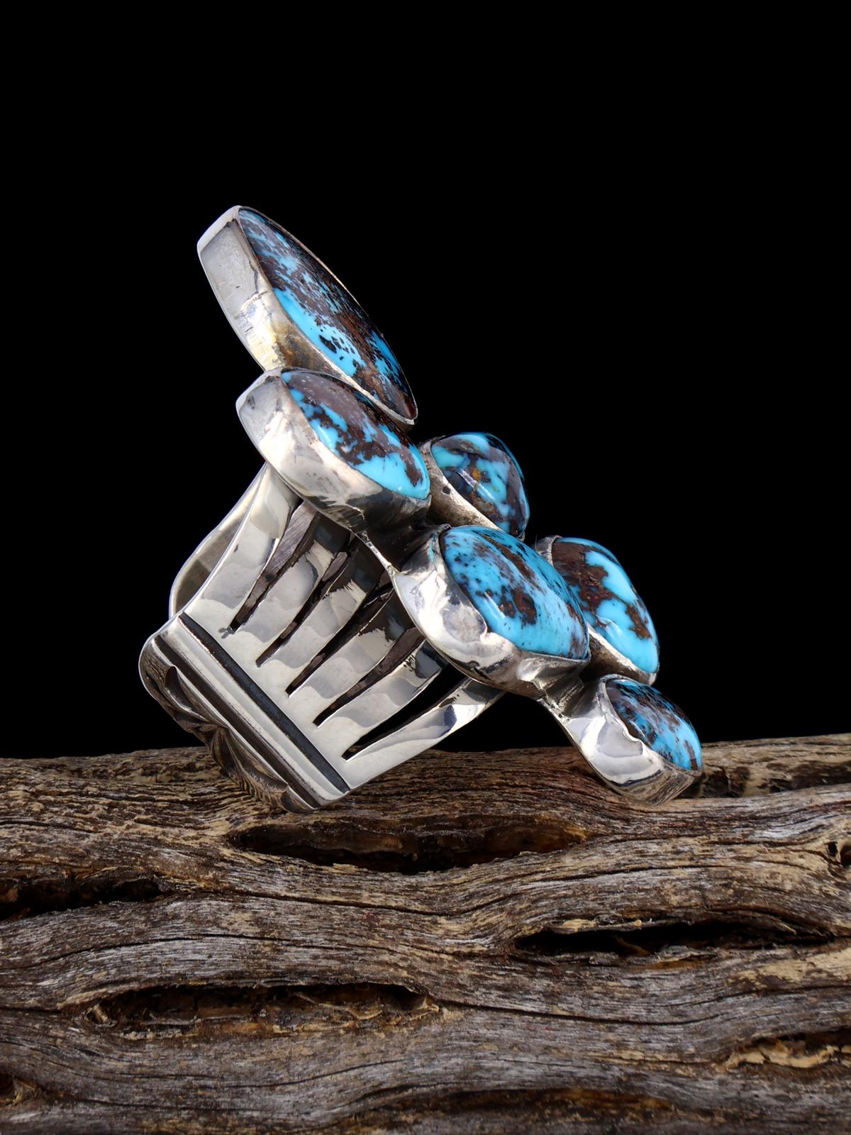 Anillo Kingman Redweb de plata de ley con turquesa, tamaño 10,5